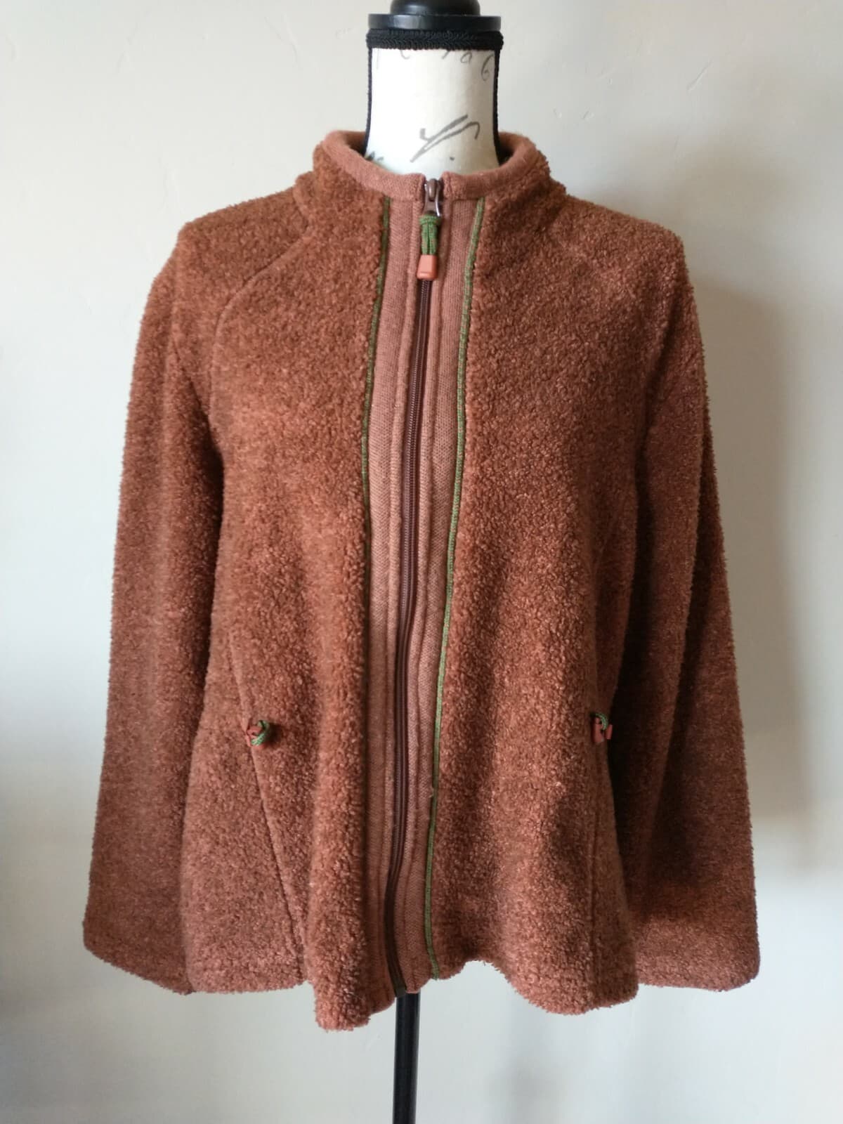 Woolrich Java Heather Acrylic Fleece Jacket Full-Zip Brown/Orange Women Sz.L - Thumbnail 2