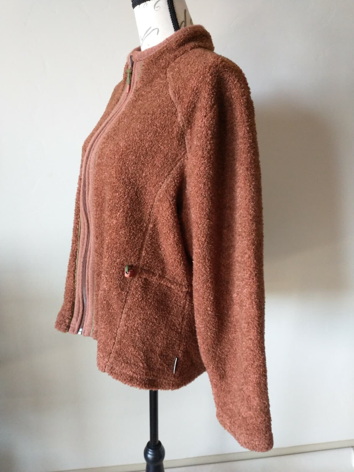 Woolrich Java Heather Acrylic Fleece Jacket Full-Zip Brown/Orange Women Sz.L - Thumbnail 3