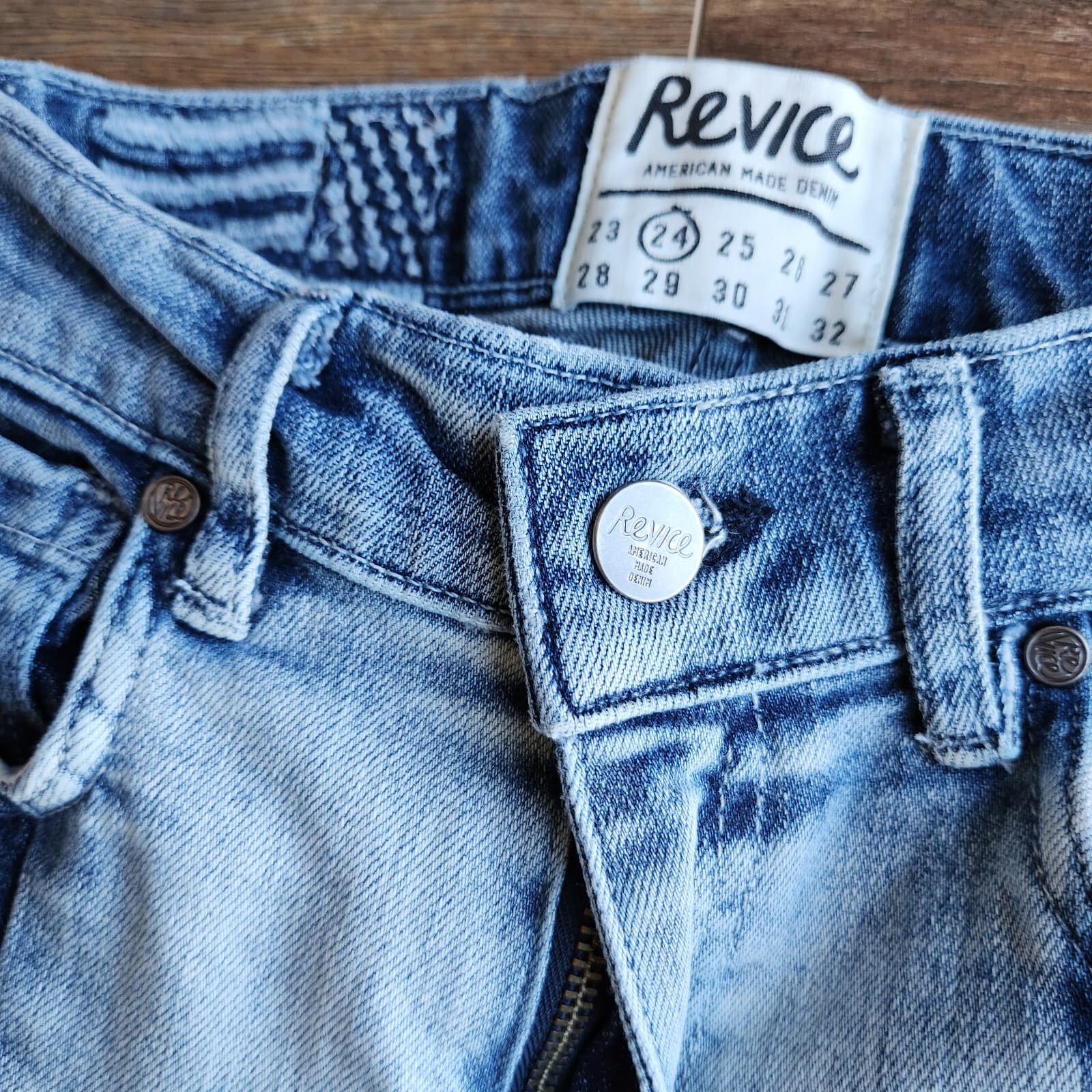 Revice American Made Denim Lolita Two Tone Skinny Jeans Frayed Hem Blue Sz.25 - Thumbnail 8