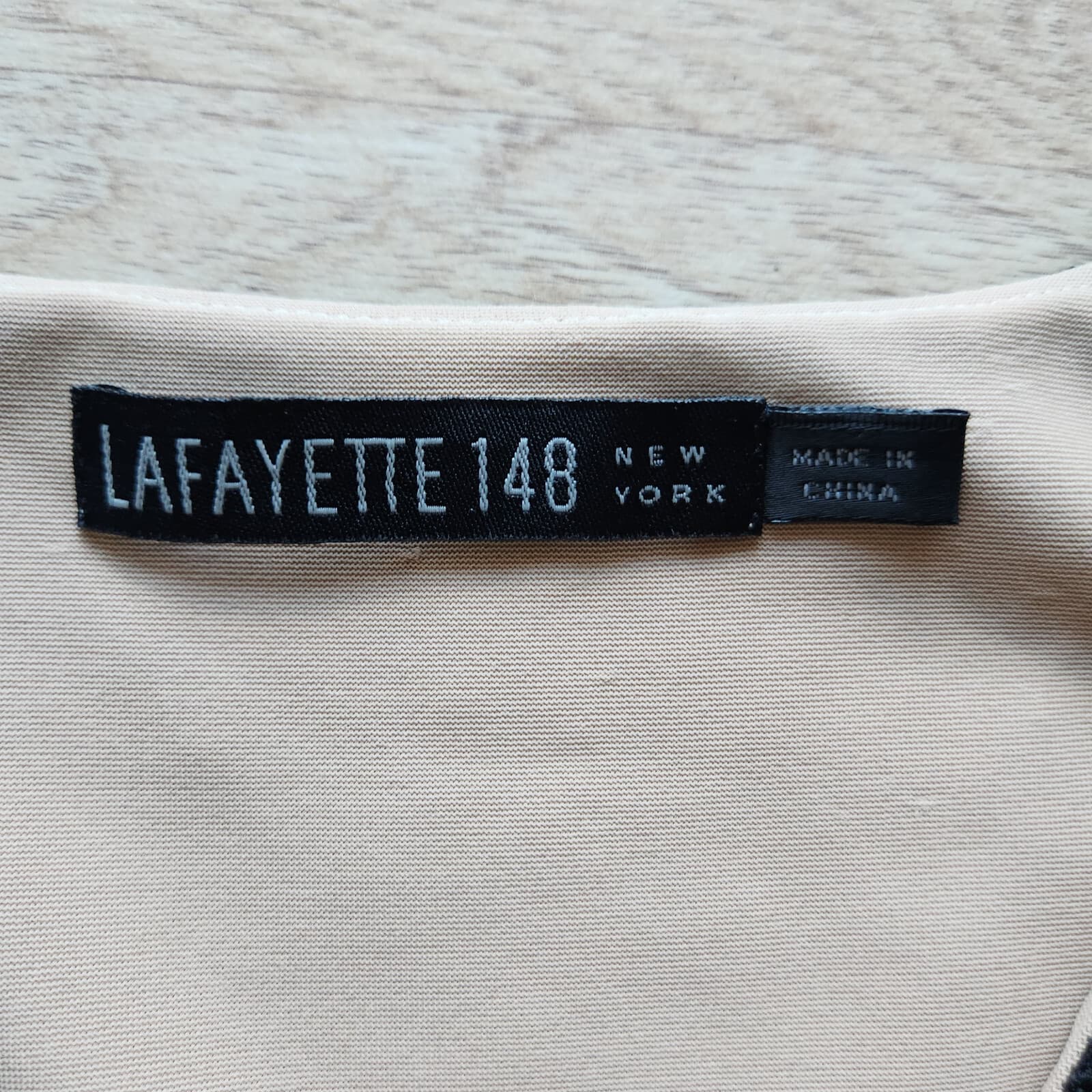 Lafayette 148 NY Lace Mesh Embroidered Tank Top Lined V-Neck Black Tan Women 6 - Thumbnail 6