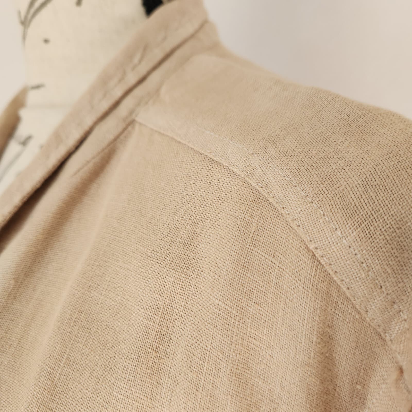 Vintage J.Jill Linen Tunic Blazer Jacket Natural Beige Women Bust 50" (L/XL) - Thumbnail 4