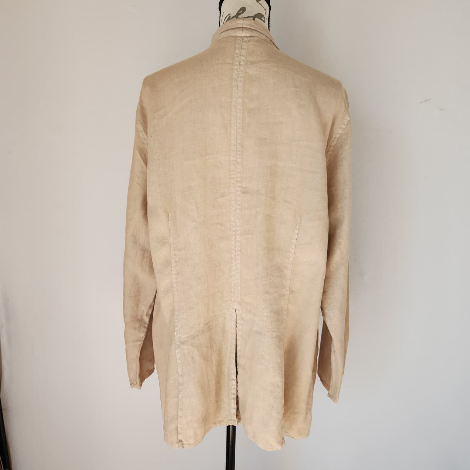 Vintage J.Jill Linen Tunic Blazer Jacket Natural Beige Women Bust 50" (L/XL) - Thumbnail 5