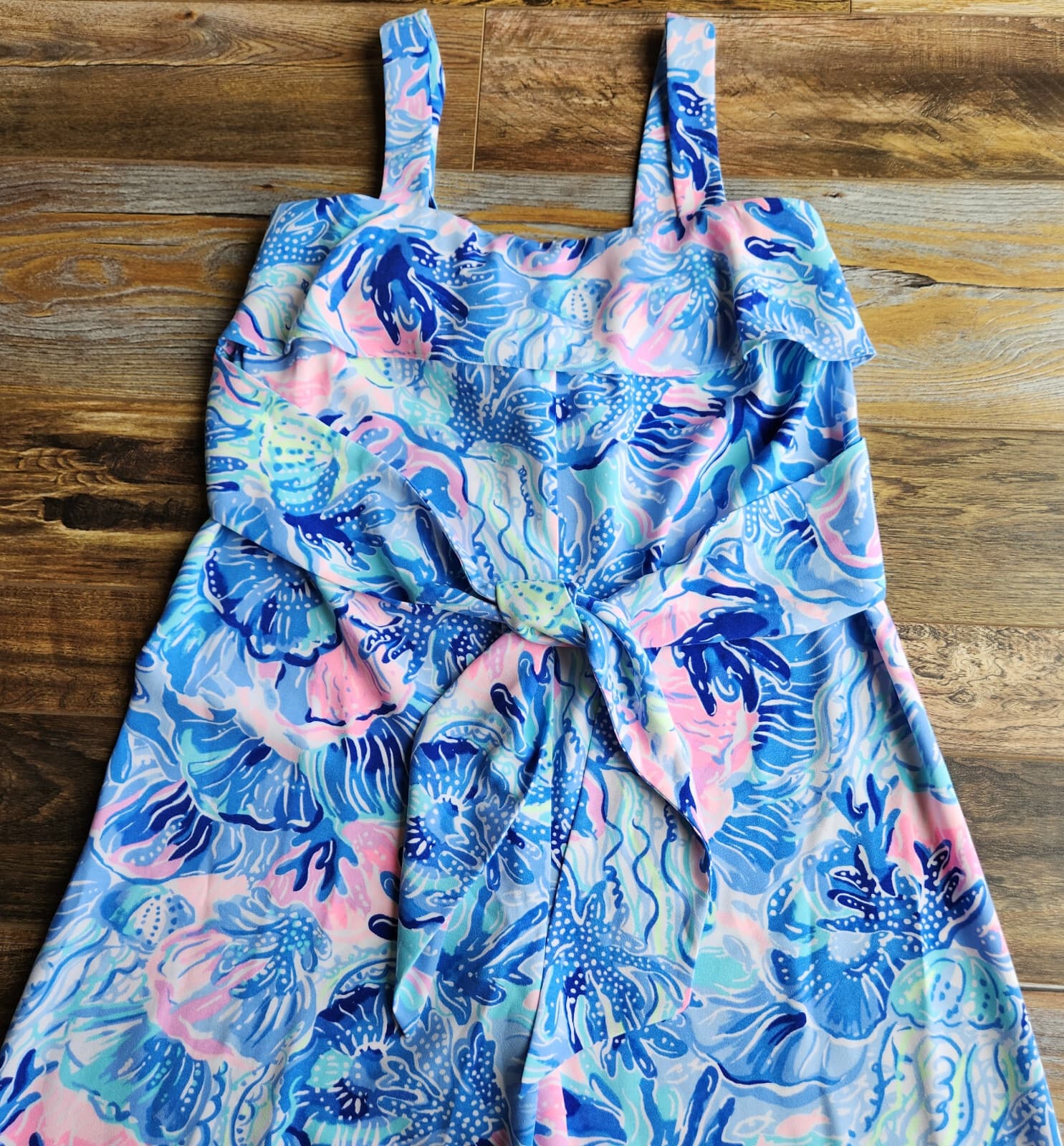 Lilly Pulitzer Tasely Wide-Leg Jumpsuit Saltwater Blue Shade Seekers Oversize 6 - Thumbnail 3