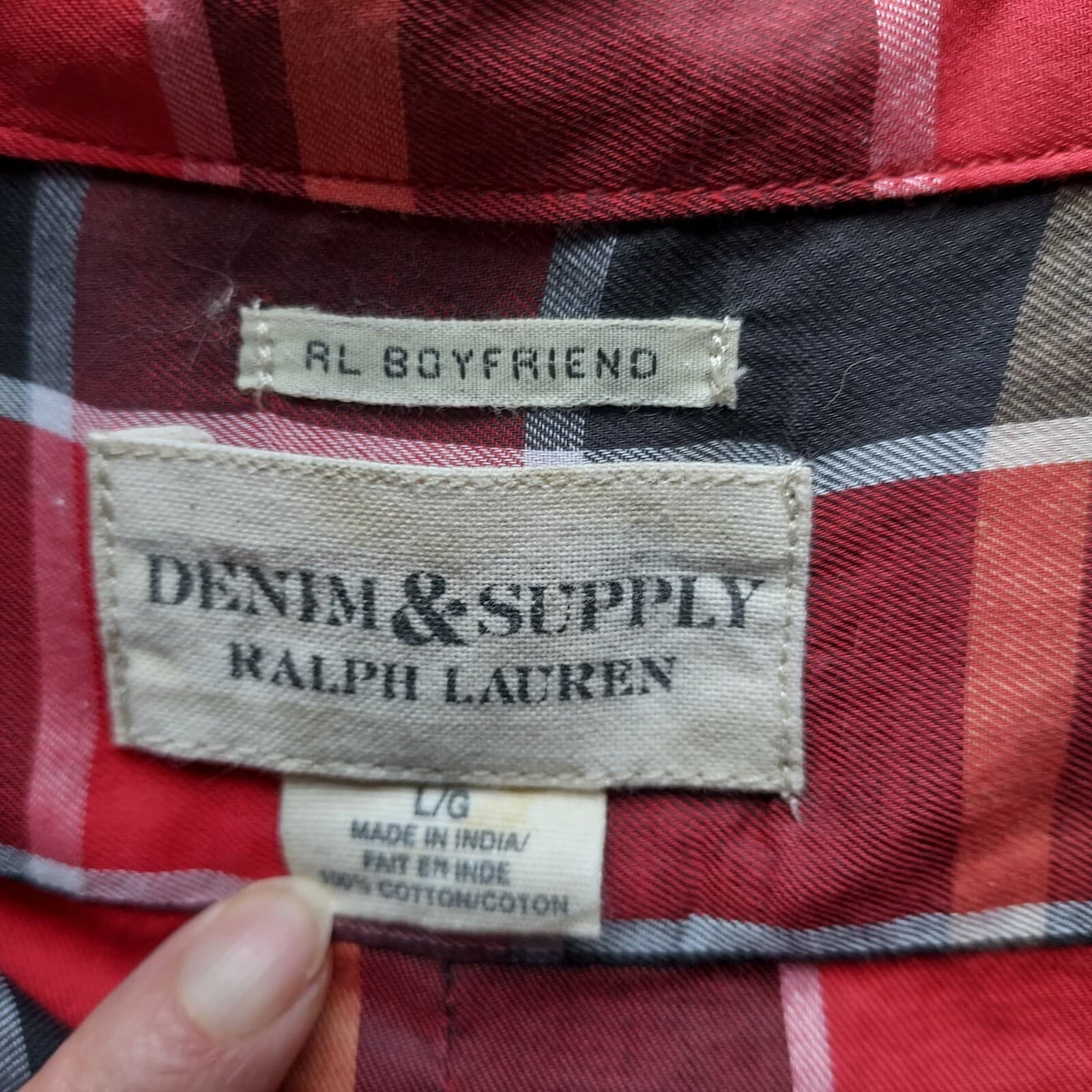 Denim & Supply RL Boyfriend Buffalo Plaid Shirt Button Long Sleeve Multicolor L - Thumbnail 7