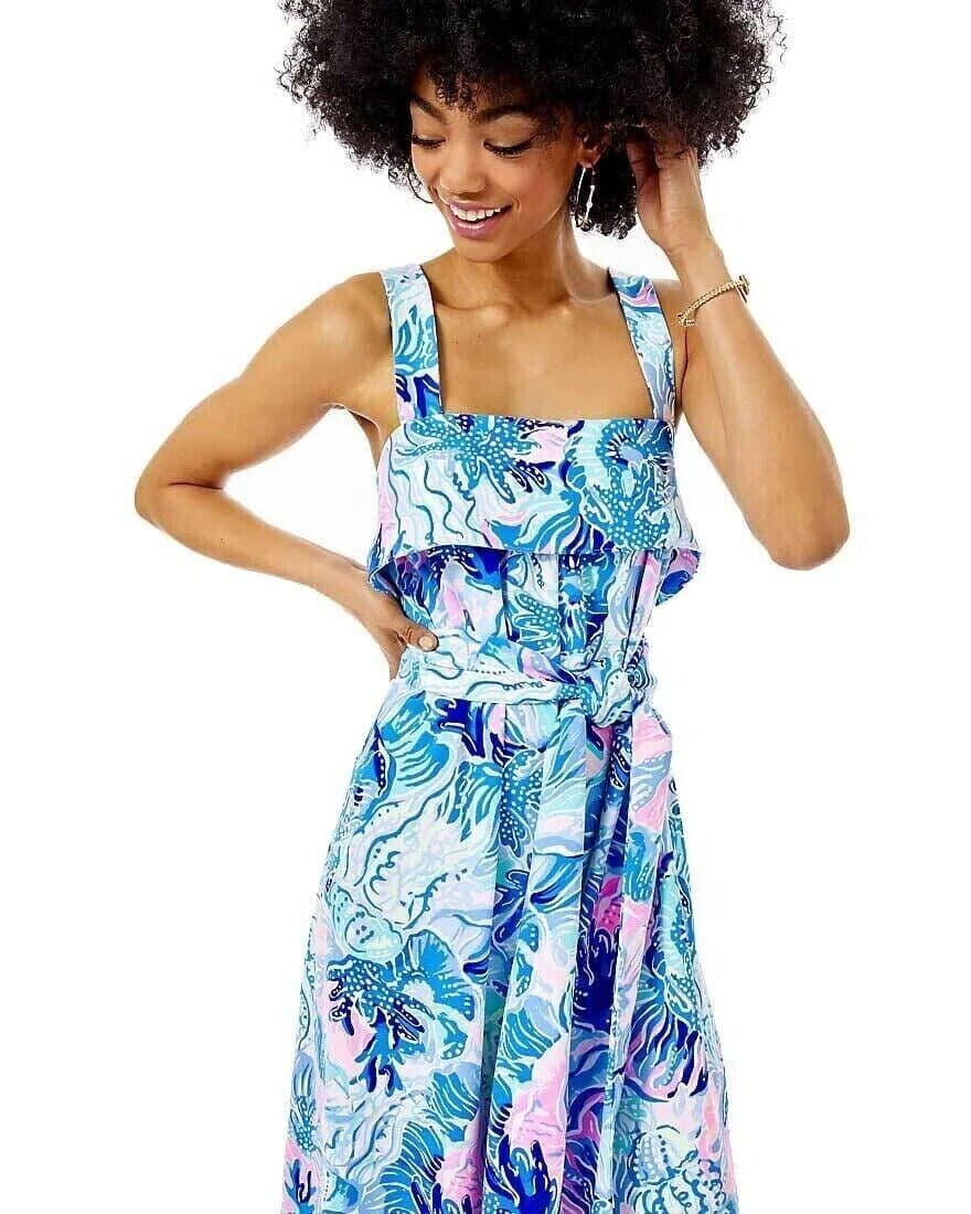 Lilly Pulitzer Tasely Wide-Leg Jumpsuit Saltwater Blue Shade Seekers Oversize 6 - Thumbnail 6