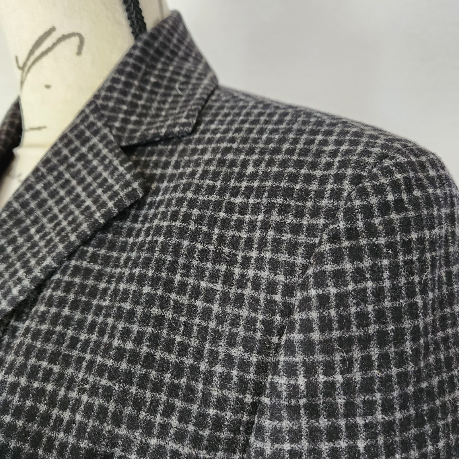 J.Crew Made in Italy Wool Check Blazer 3-Botton Lined Pocket Black Grey Women 2 - Thumbnail 4