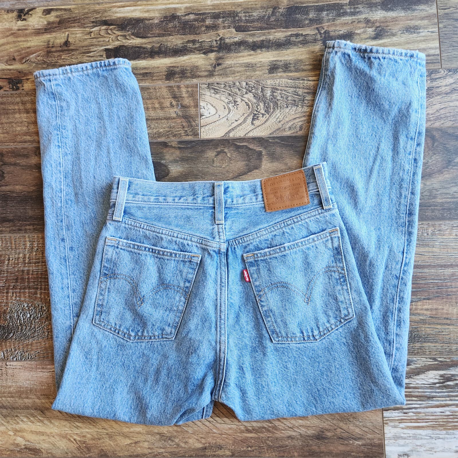 Levi's Premium Big E Wedgie Straight Jeans Button-Fly Cotton Blue Women's 24x26 - Thumbnail 6