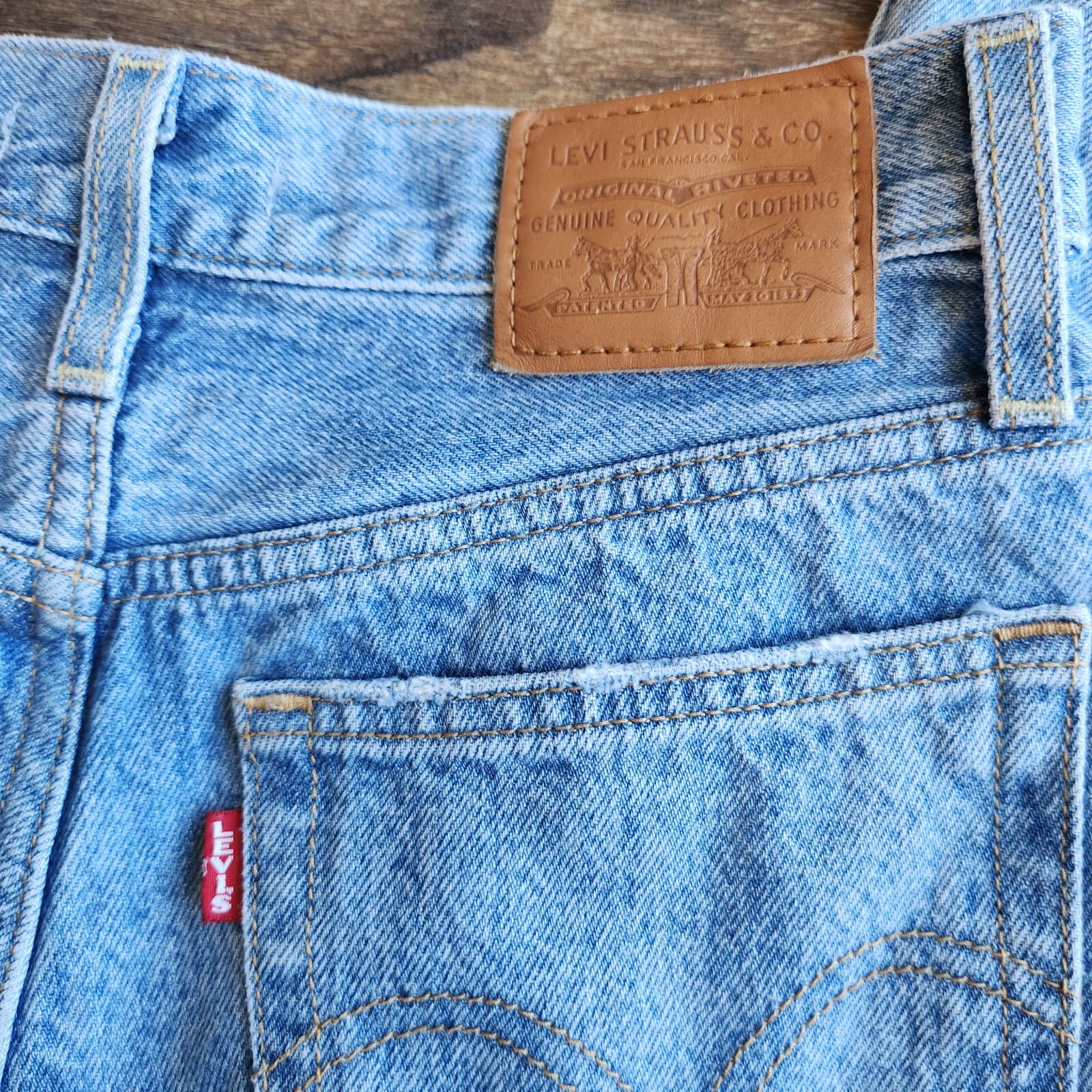 Levi's Premium Big E Wedgie Straight Jeans Button-Fly Cotton Blue Women's 24x26 - Thumbnail 7