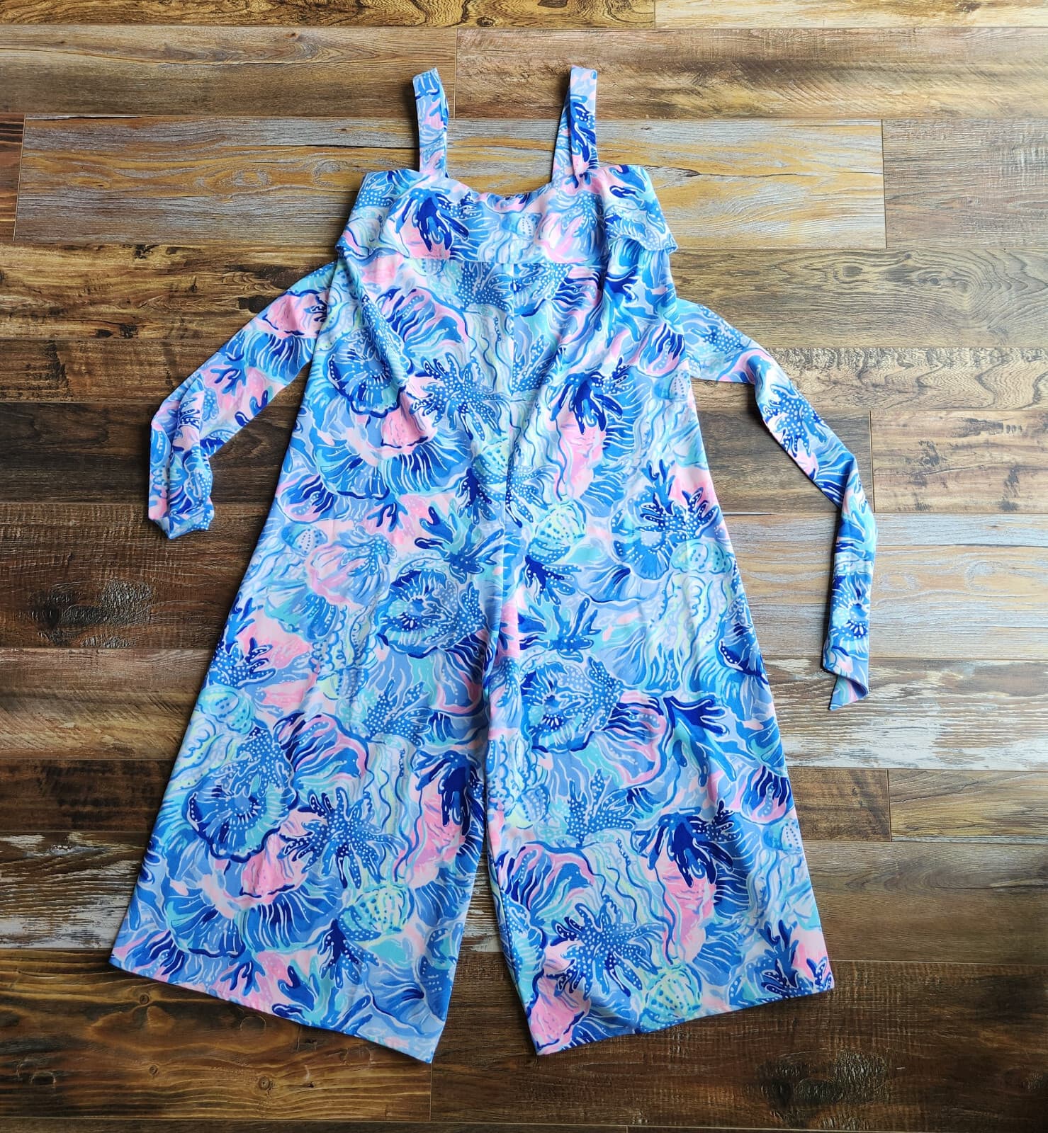 Lilly Pulitzer Tasely Wide-Leg Jumpsuit Saltwater Blue Shade Seekers Oversize 6 - Thumbnail 7