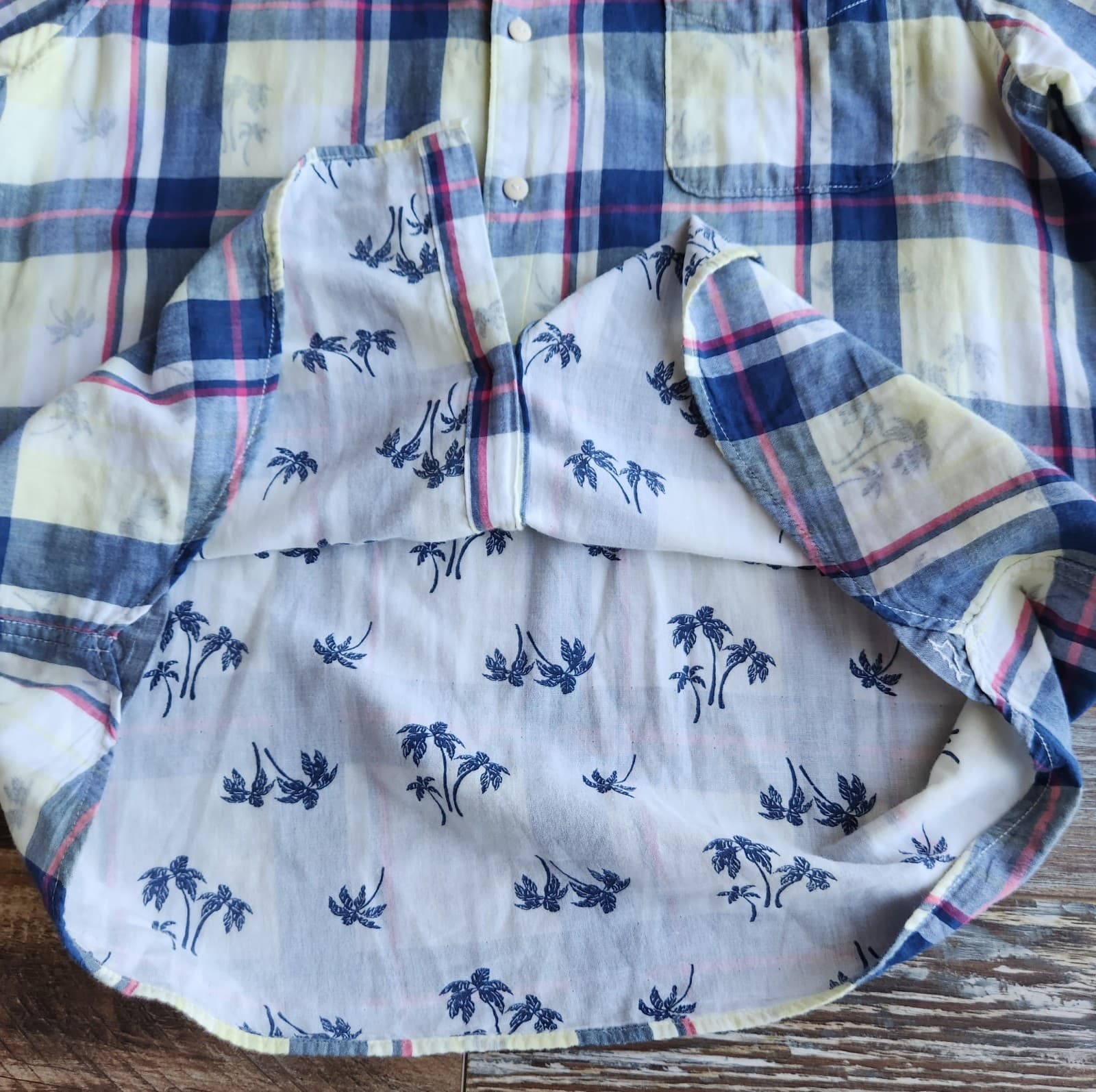 Tommy Bahama Double-Face Palm Tree Plaid Trim Fit Shirt Short Sleeve Men's XXL - Thumbnail 6