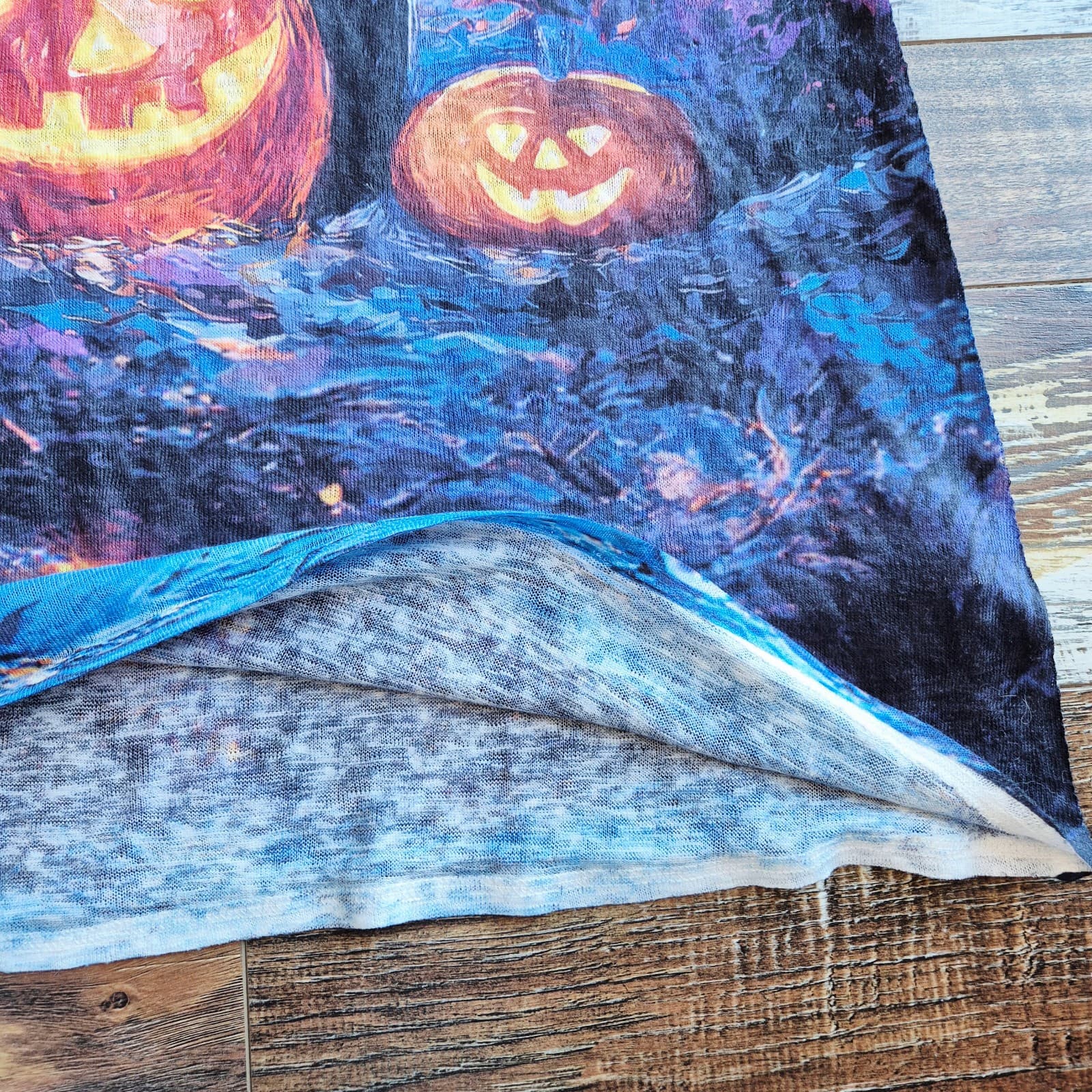 Et' Lois Black Cat Jack-o' Lanterns Van Gogh Starry Night Maxi T-Shirt Dress XL - Thumbnail 5