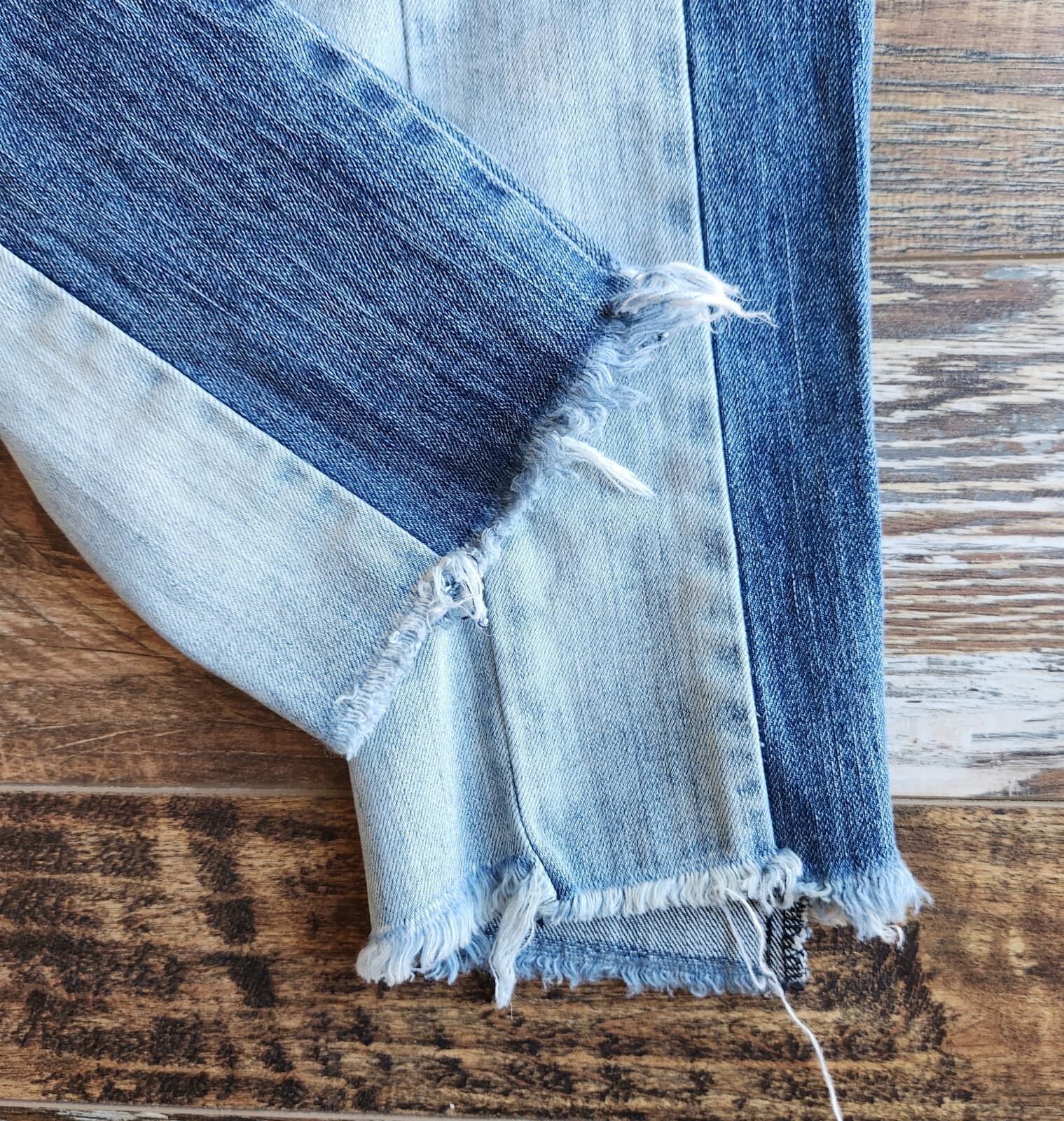Revice American Made Denim Lolita Two Tone Skinny Jeans Frayed Hem Blue Sz.25 - Thumbnail 5