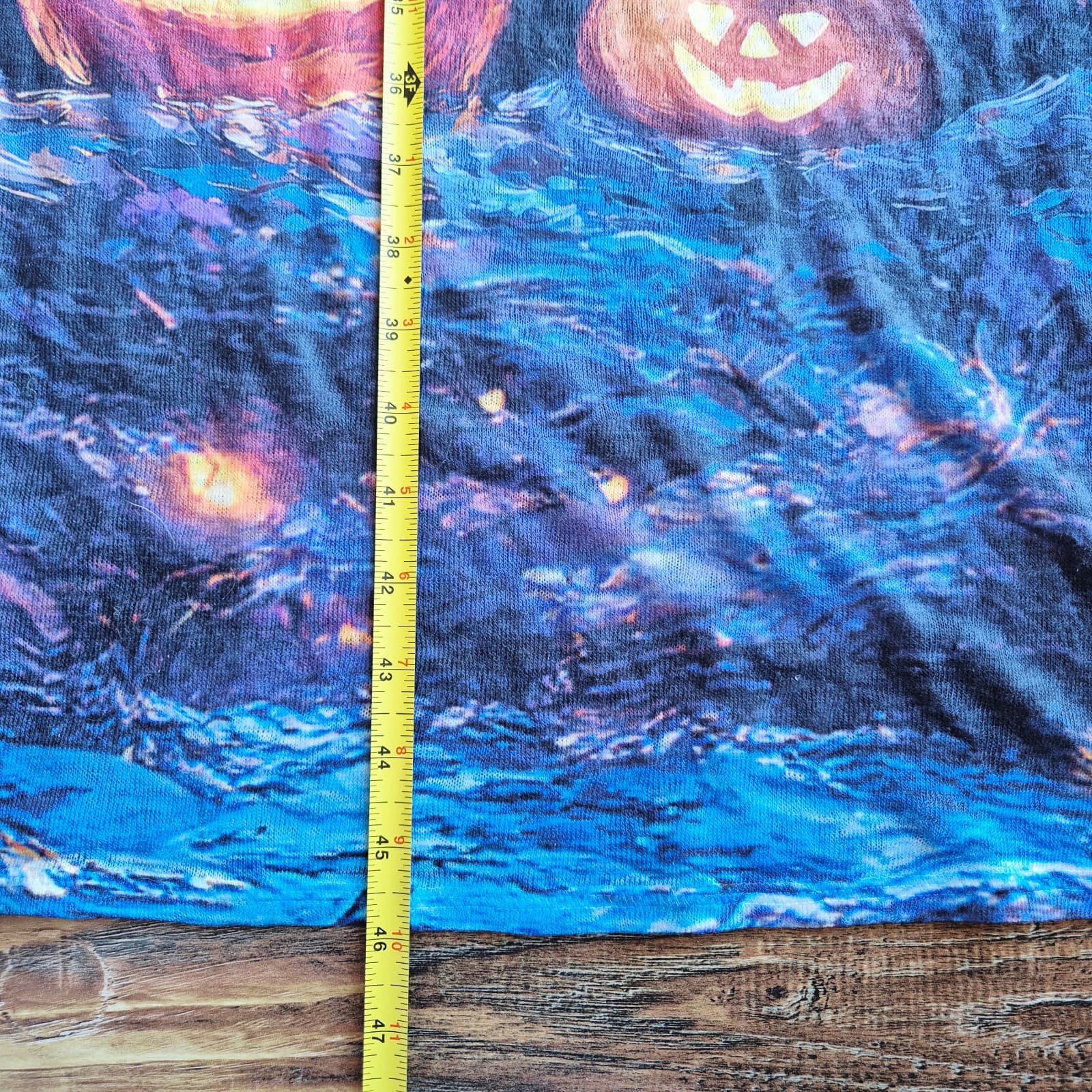 Et' Lois Black Cat Jack-o' Lanterns Van Gogh Starry Night Maxi T-Shirt Dress XL - Thumbnail 11