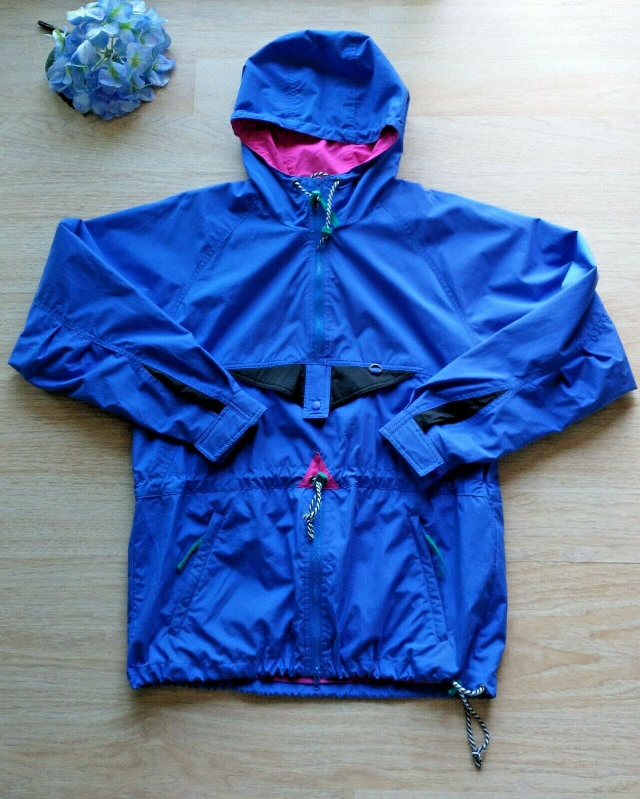 Vintage Helly Hansen Rain Windbreaker Hooded Jacket Zip-Up Blue Women Sz.M - Thumbnail 2