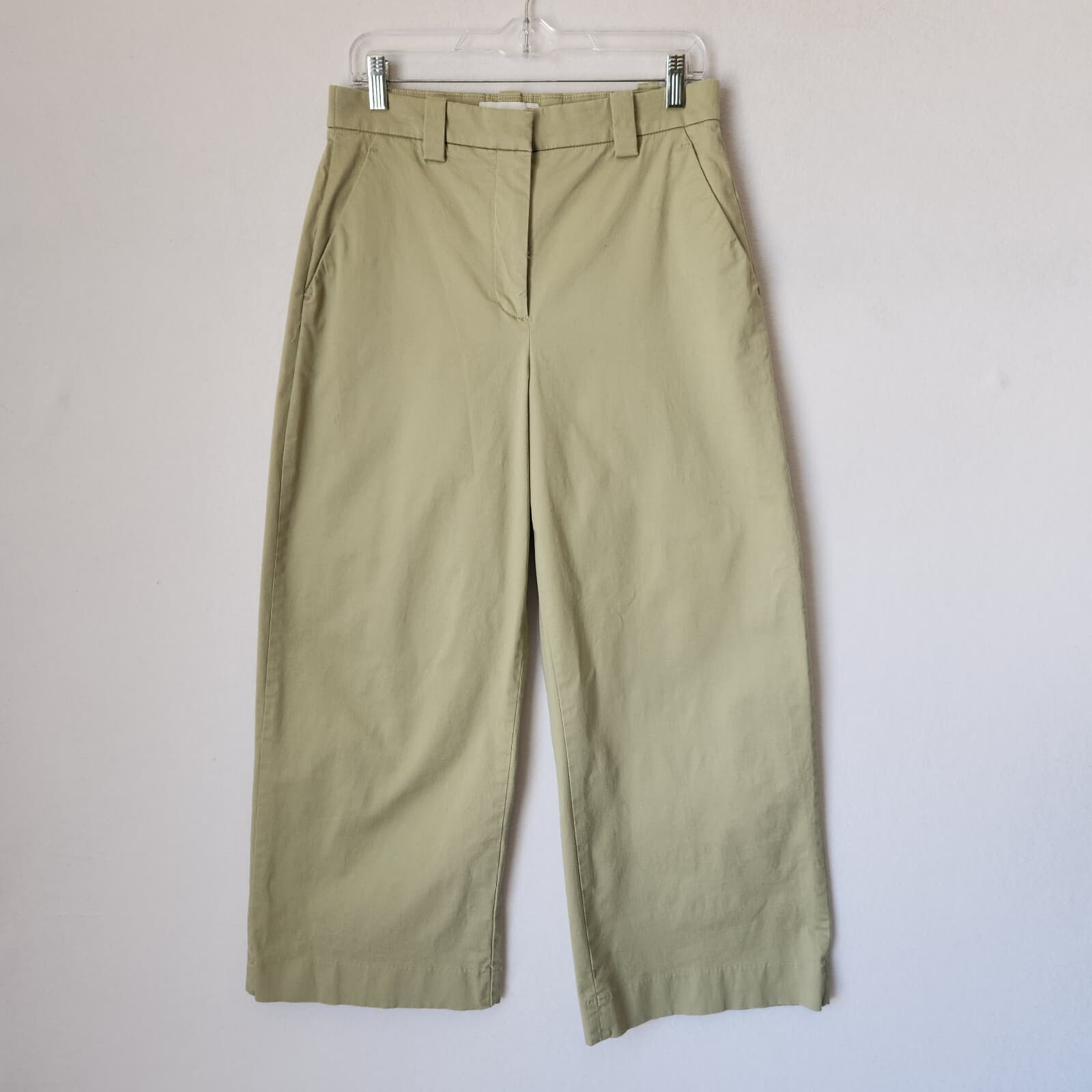 Abercrombie & Fitch Wide-Leg High Rise Cropped Pants Pocket Zip Green Women 28/6 - Thumbnail 2
