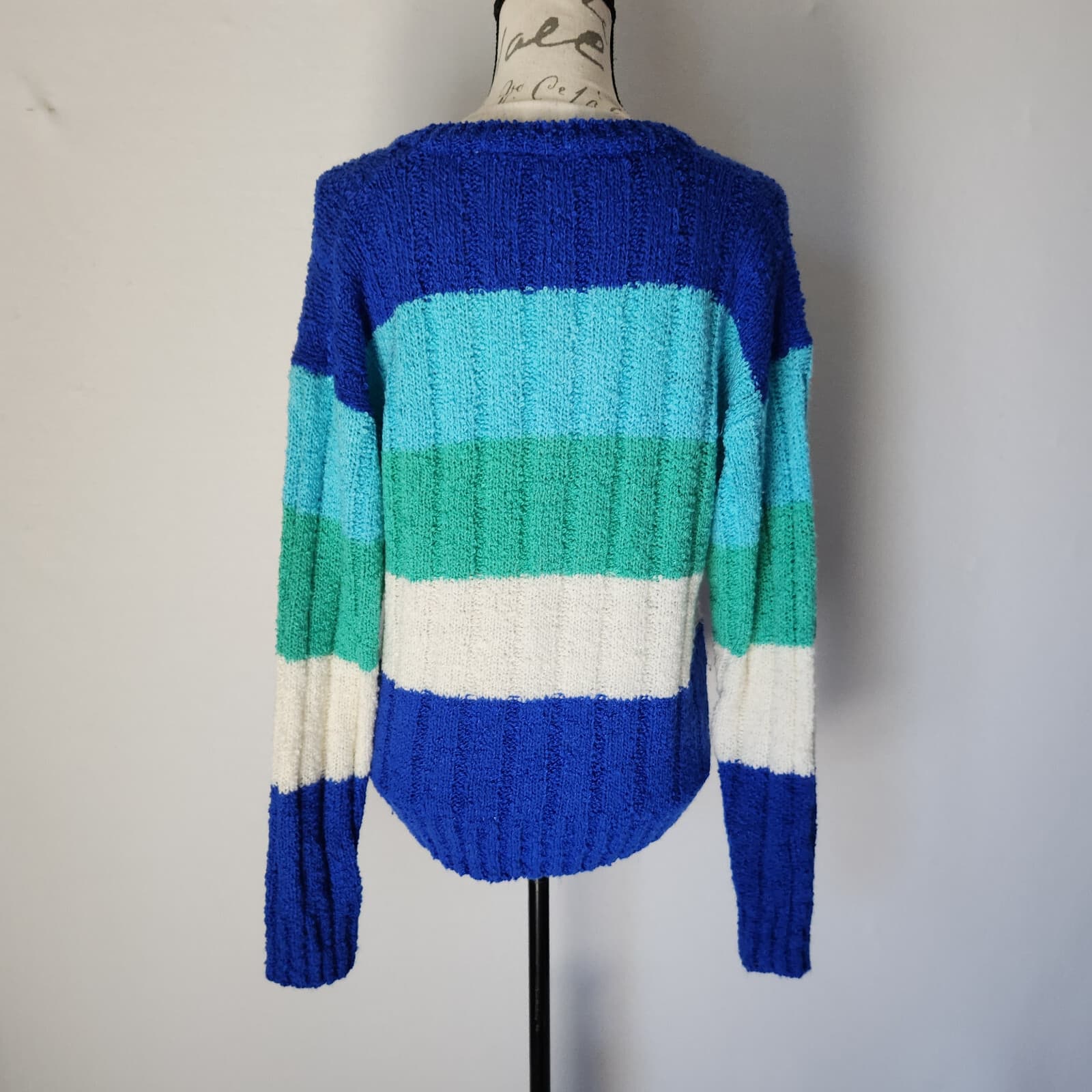 Vintage Diane Von Frustenberg Colorblock V-Neck Sweater Pullover Acrylic Women M - Thumbnail 4