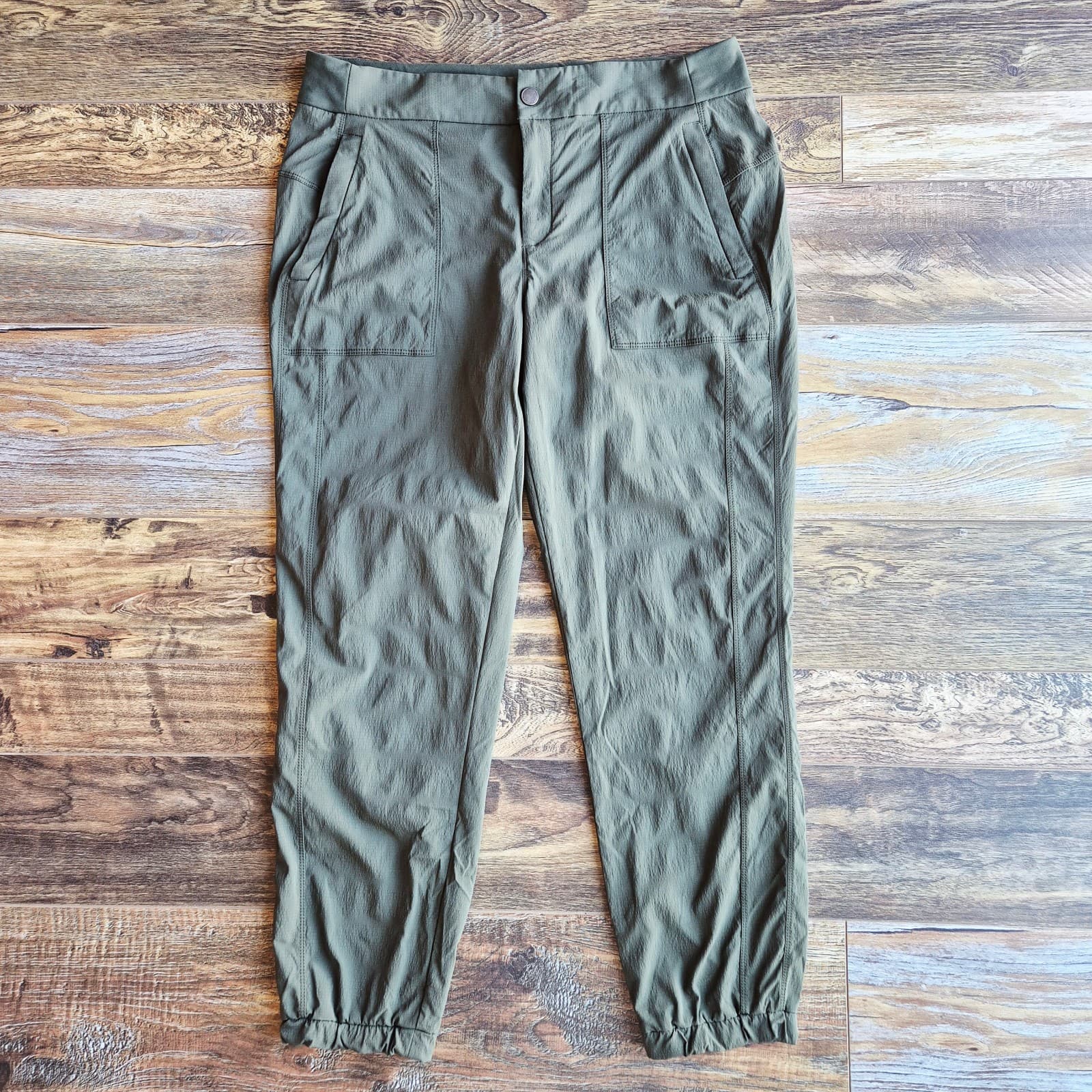 Athleta Endeavor Hiking Walking Jogger Pants Zip-Pocket Green Women's 14 #75538 - Thumbnail 2