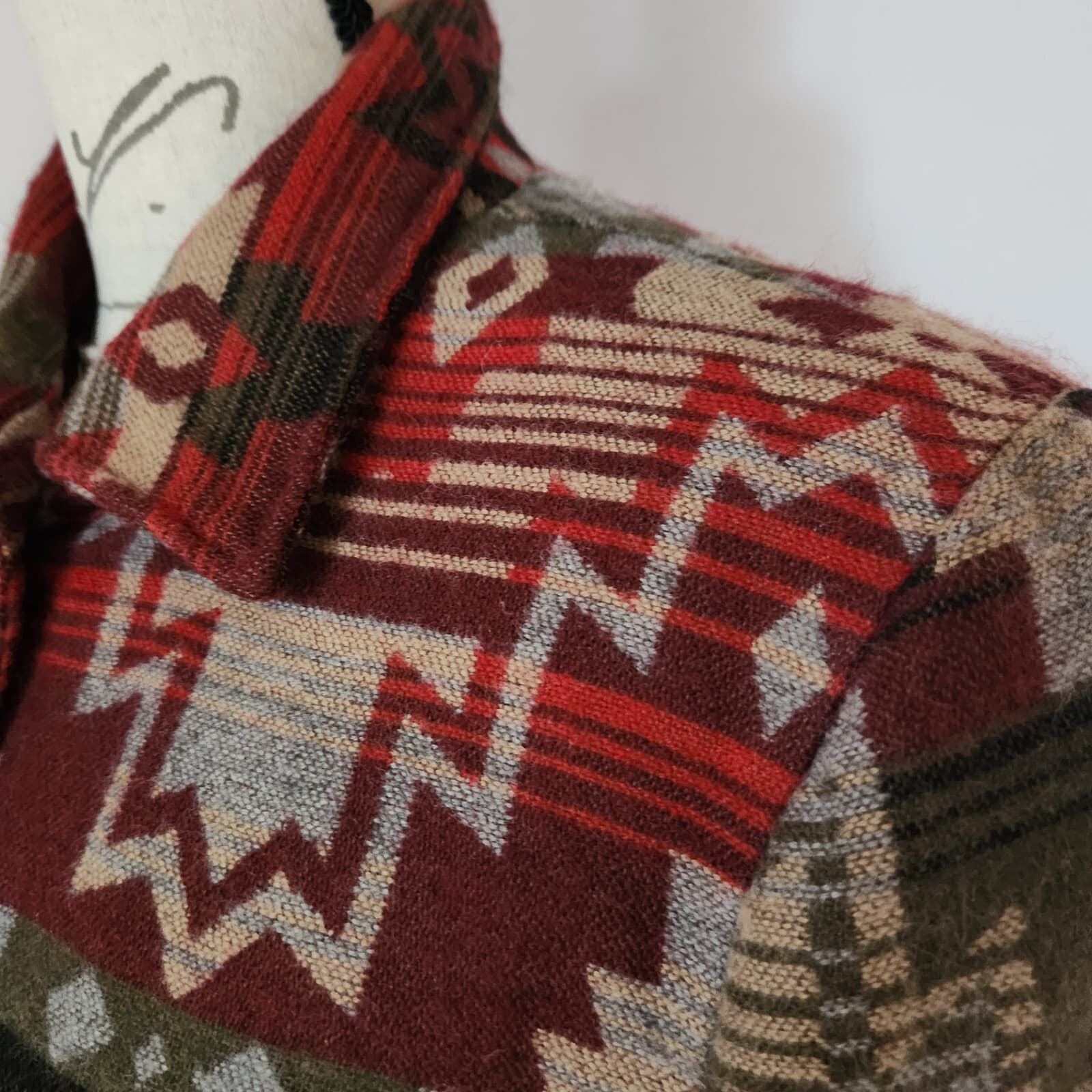 Coldwater Creek Aztec Tribal Southwest Wool Blend Jacket Button Multicolor Sz.10 - Thumbnail 3
