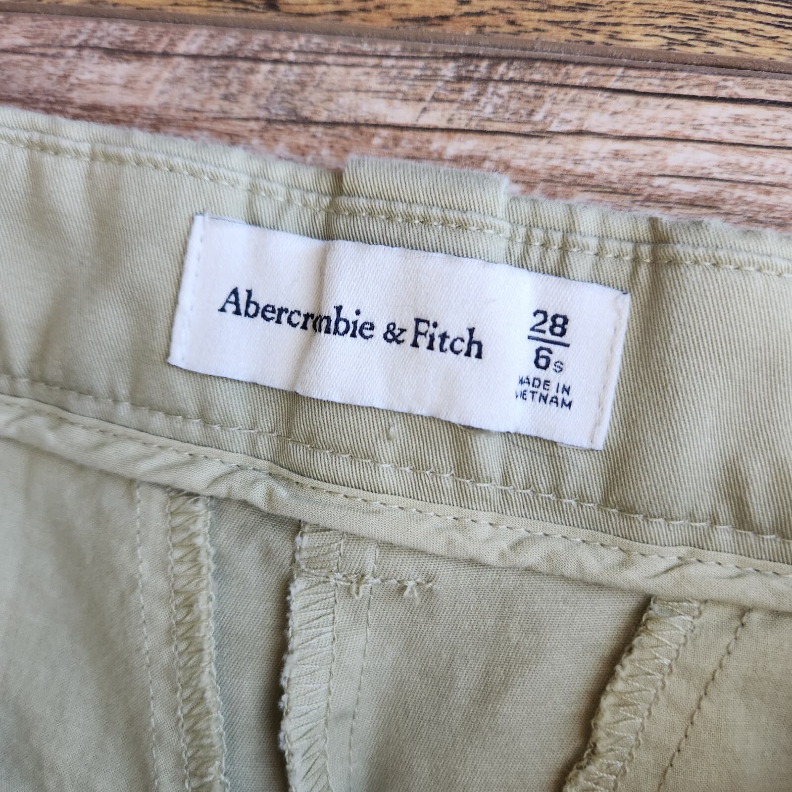 Abercrombie & Fitch Wide-Leg High Rise Cropped Pants Pocket Zip Green Women 28/6 - Thumbnail 7