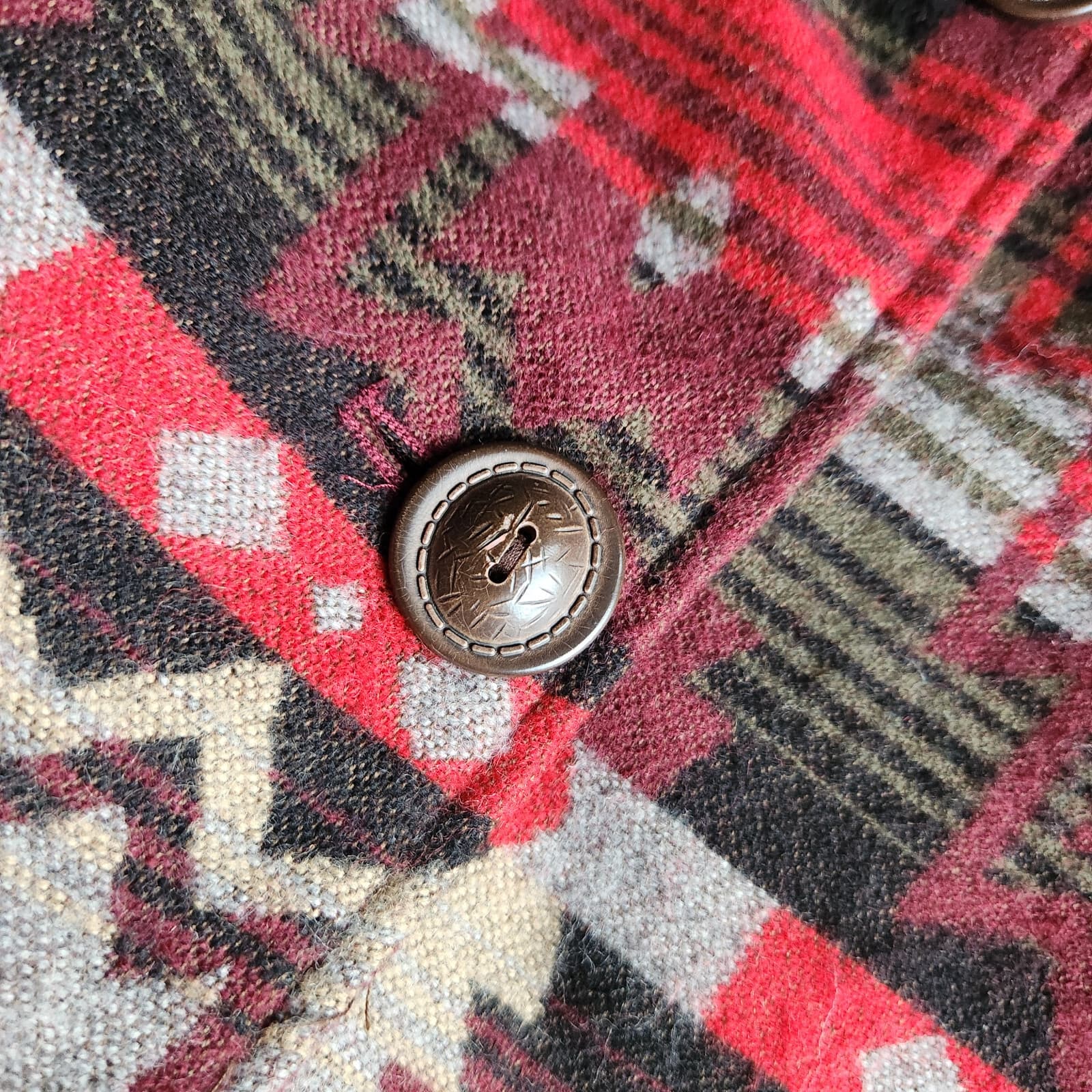Coldwater Creek Aztec Tribal Southwest Wool Blend Jacket Button Multicolor Sz.10 - Thumbnail 8