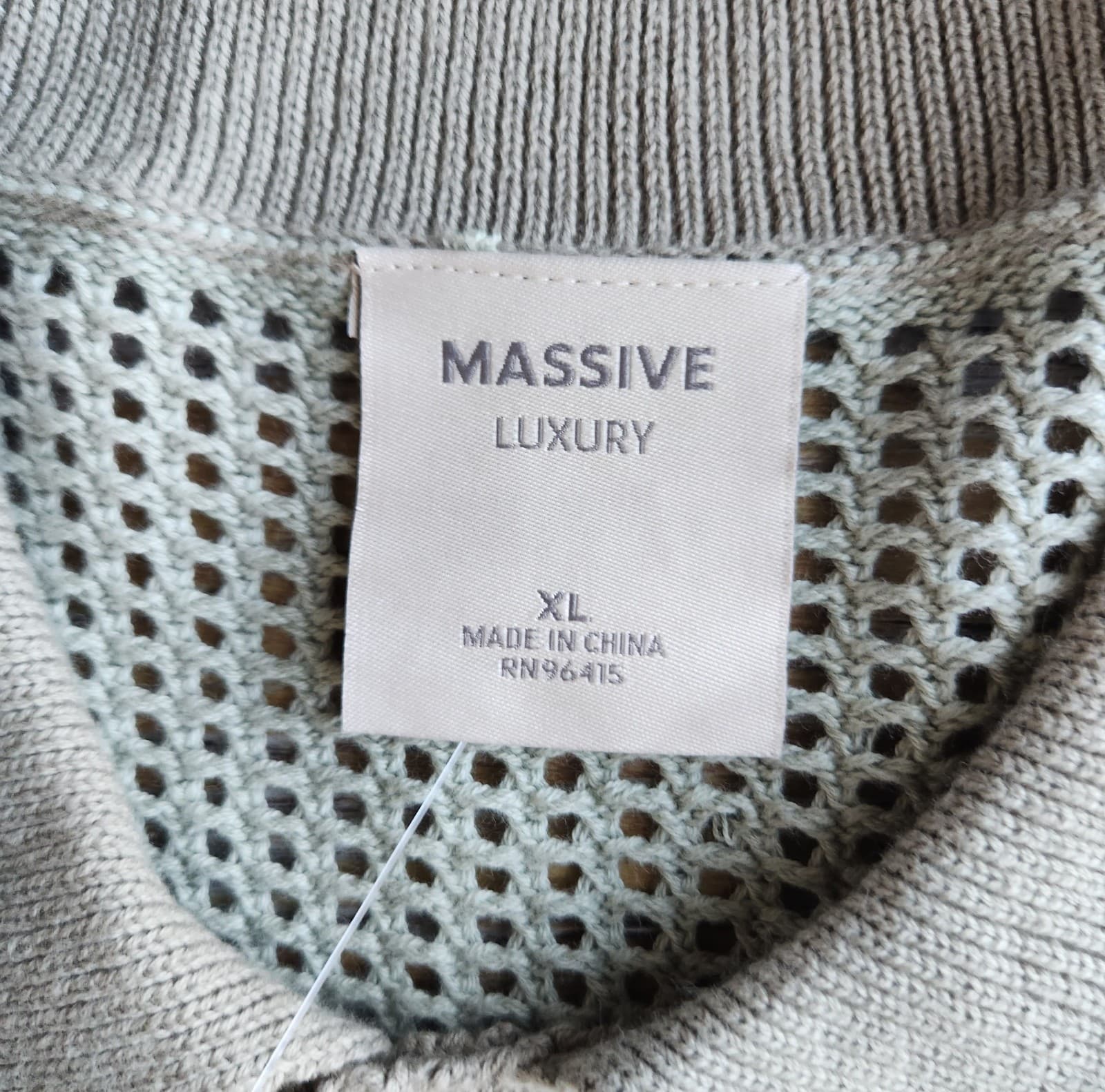 NWT MASSIVE Luxury Knit Crochet Grandpa Button Shirt Short Sleeve Green Men's XL - Thumbnail 5