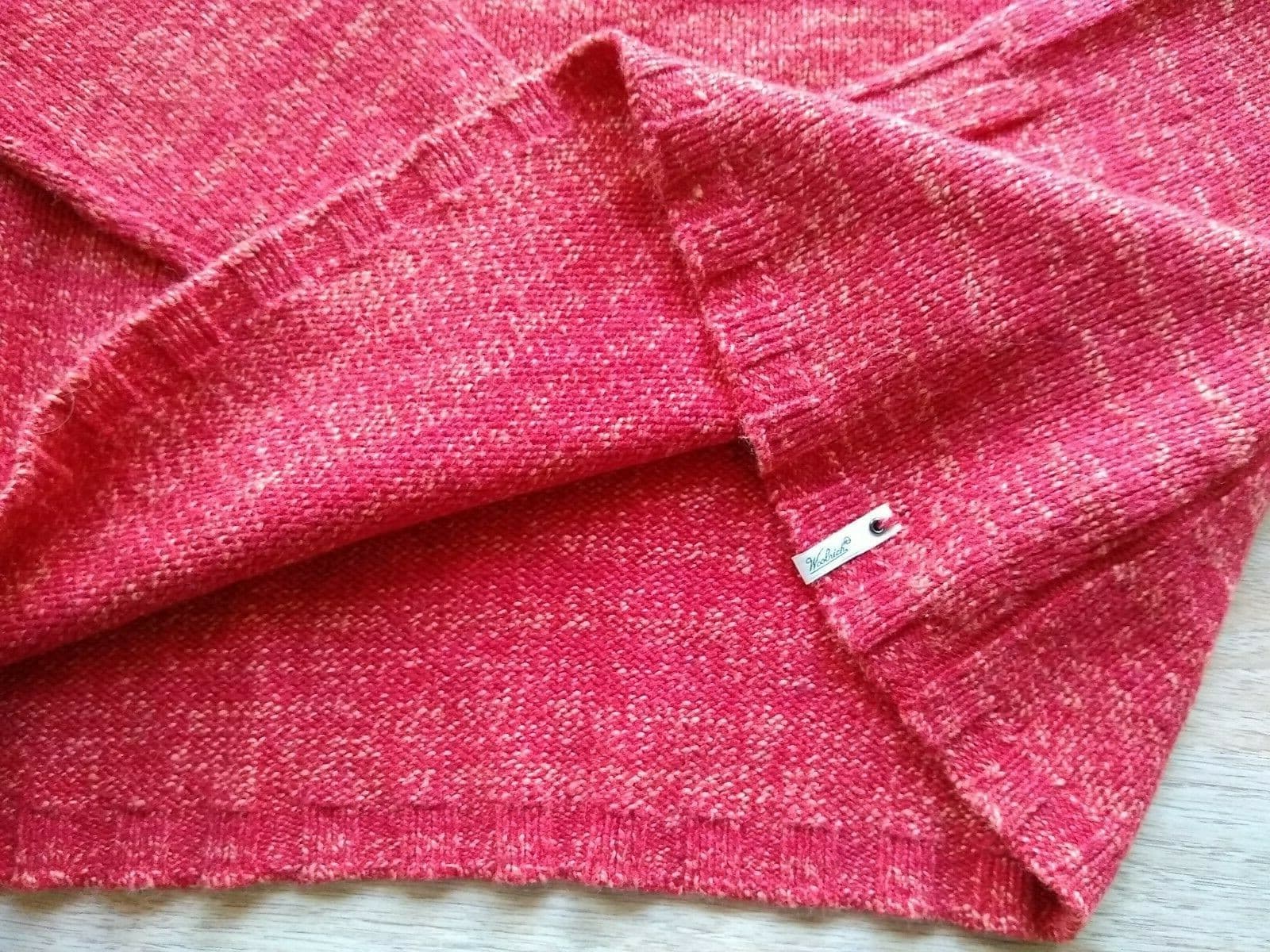 Woolrich Ramie Cotton Wool Blend Sweater 1/4-Zip Mock Neck Fleece-Neck Red Sz.L - Thumbnail 7