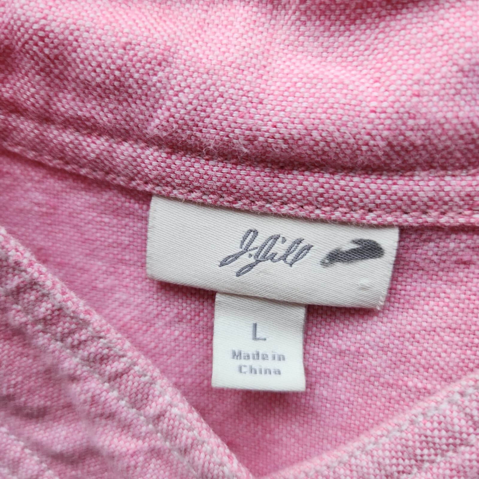 Vintage J.Jill Linen Cotton Blend Jacket Pearl Snap High Neck Pocket Pink Sz.L - Thumbnail 7