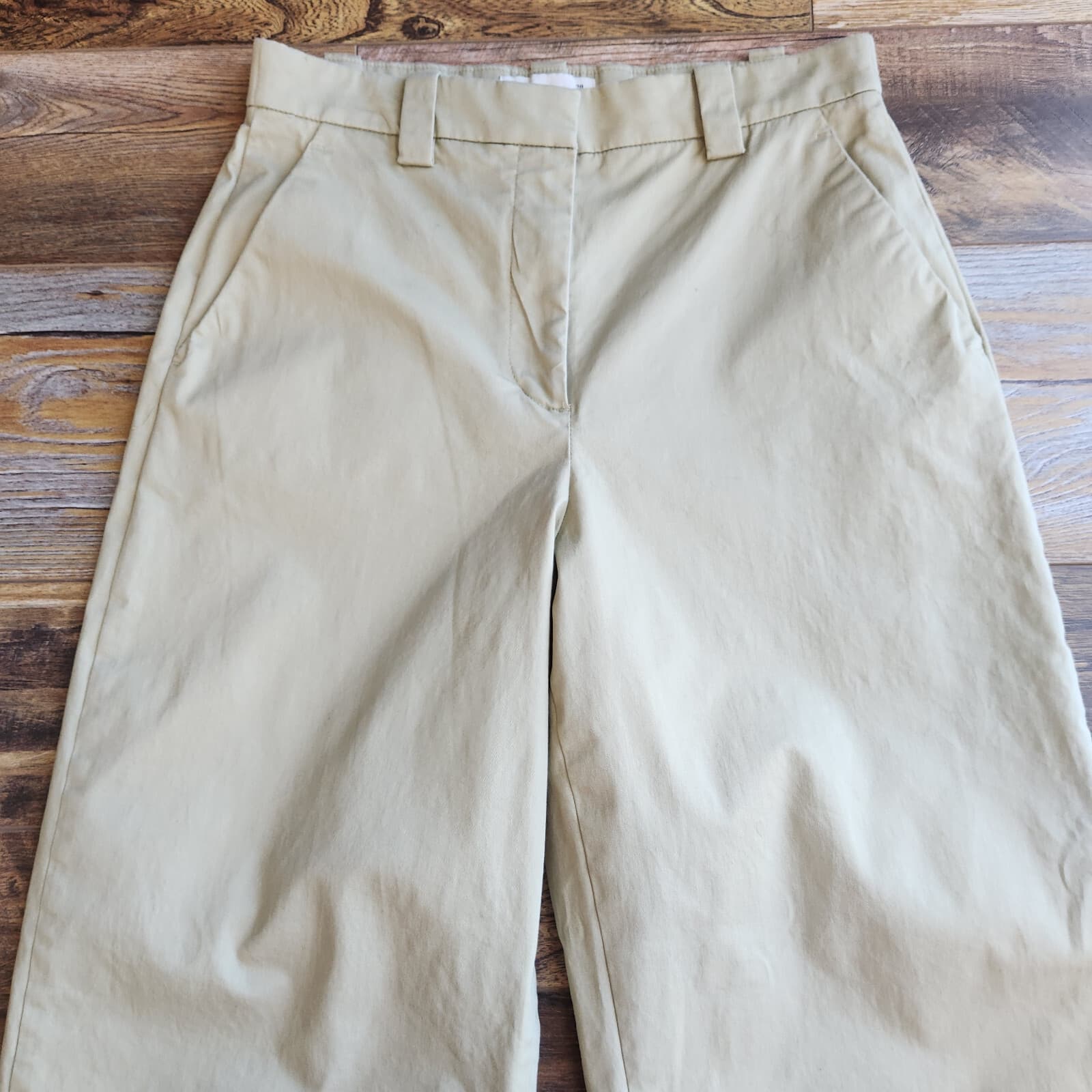 Abercrombie & Fitch Wide-Leg High Rise Cropped Pants Pocket Zip Green Women 28/6 - Thumbnail 3