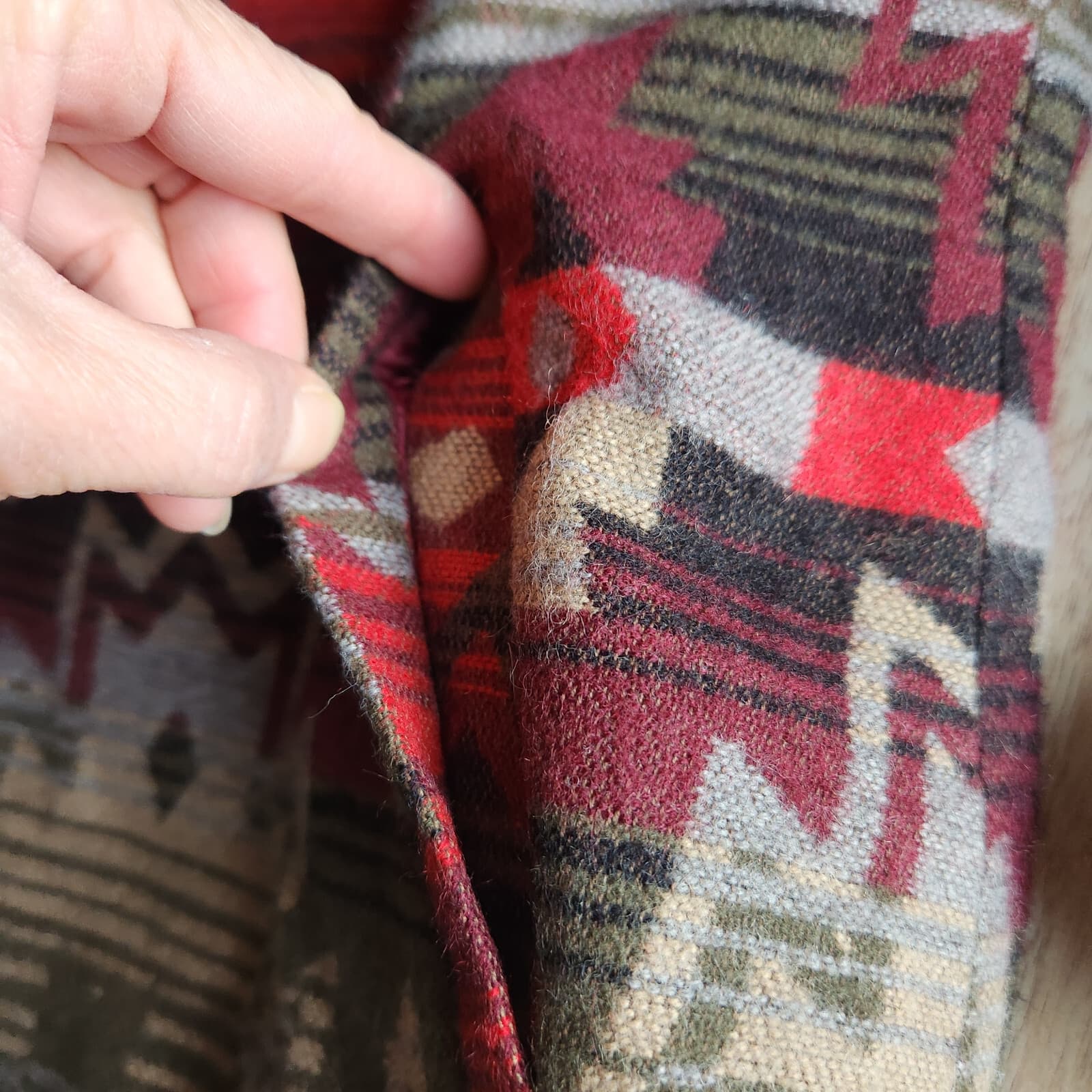 Coldwater Creek Aztec Tribal Southwest Wool Blend Jacket Button Multicolor Sz.10 - Thumbnail 7