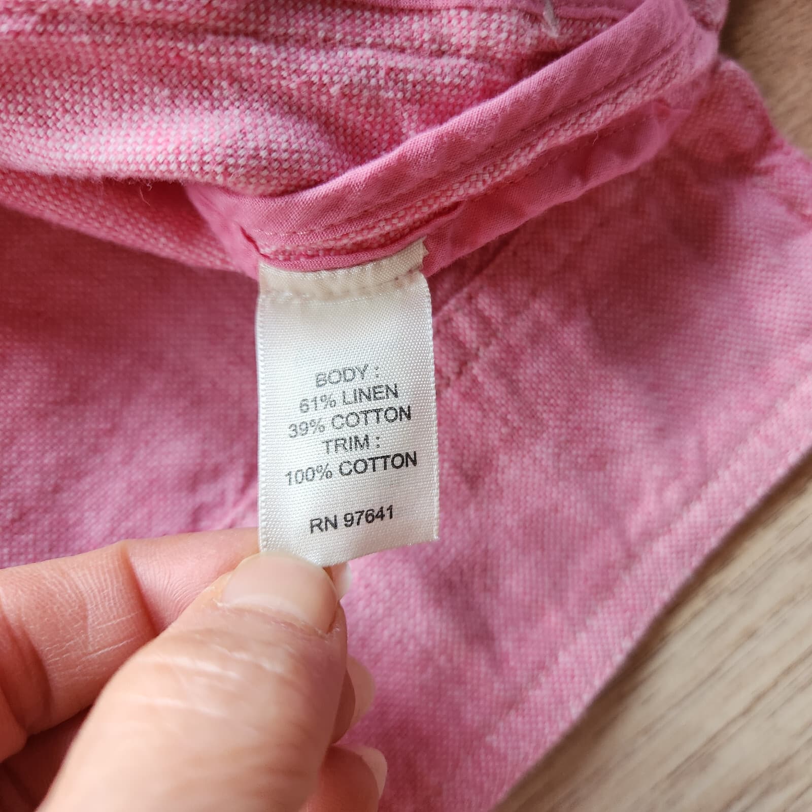 Vintage J.Jill Linen Cotton Blend Jacket Pearl Snap High Neck Pocket Pink Sz.L - Thumbnail 8