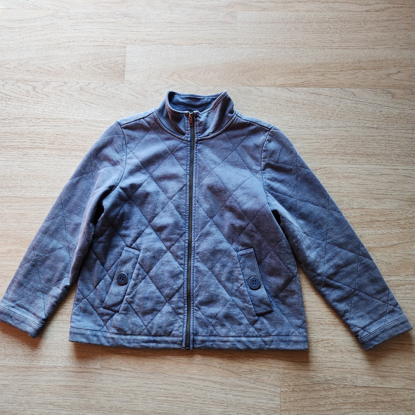 Habitat Quilted Insulated Jacket Zip-Up Mockneck Pocket Blue Cotton Women's XS - Thumbnail 3