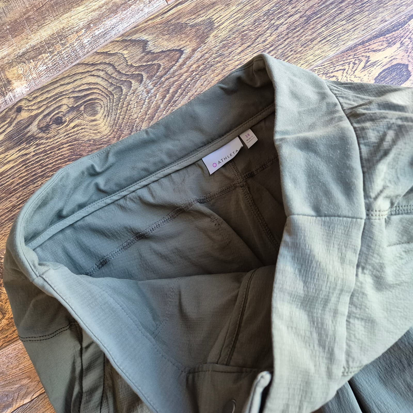 Athleta Endeavor Hiking Walking Jogger Pants Zip-Pocket Green Women's 14 #75538 - Thumbnail 6