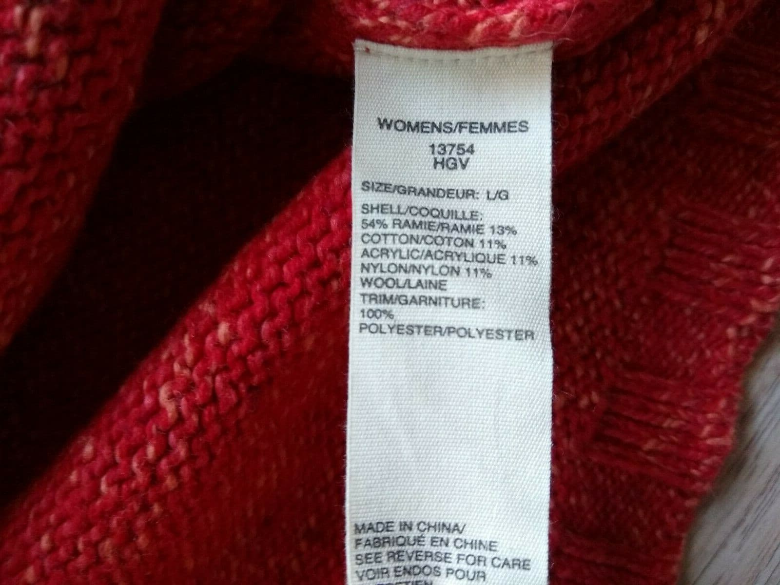 Woolrich Ramie Cotton Wool Blend Sweater 1/4-Zip Mock Neck Fleece-Neck Red Sz.L - Thumbnail 10