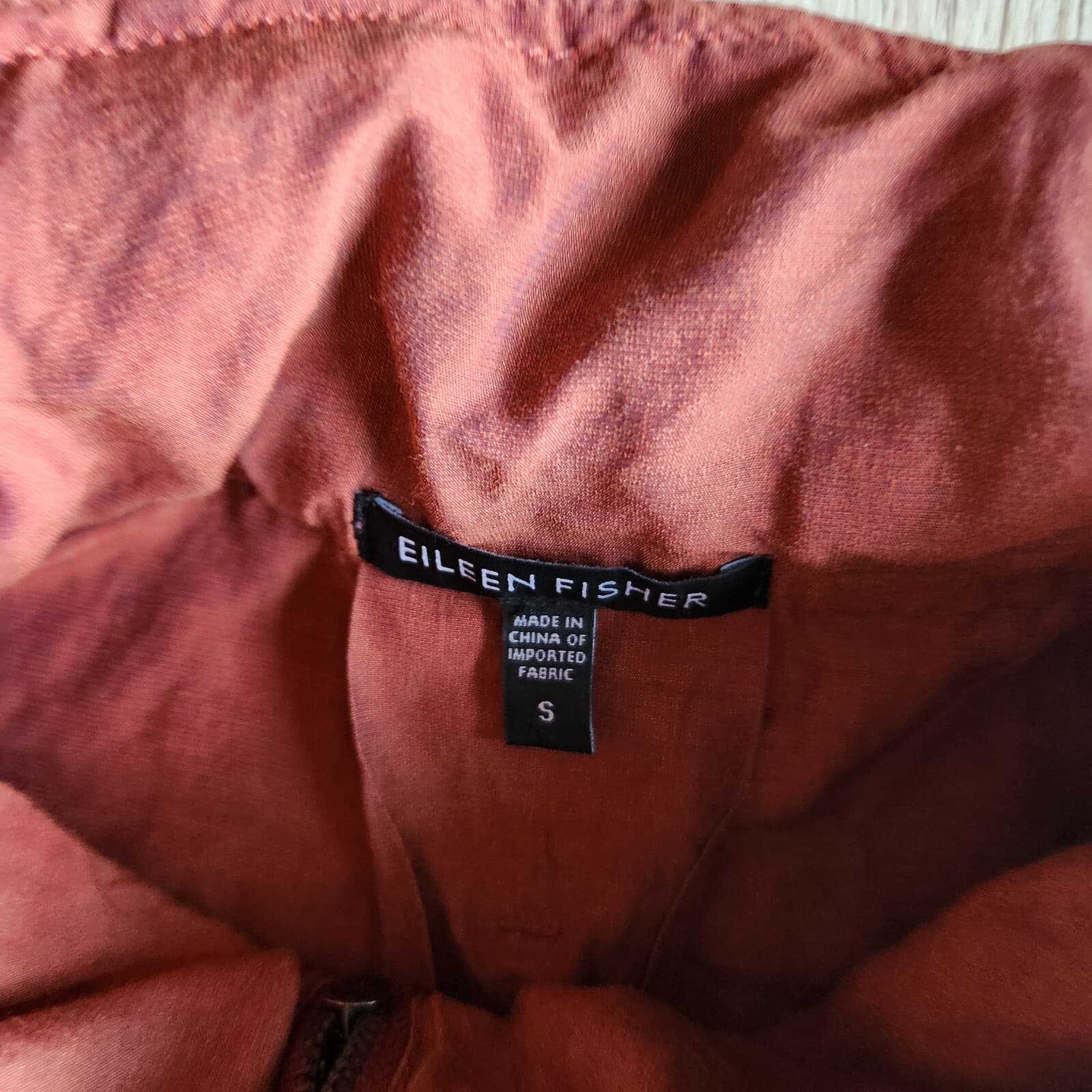 EILEEN FISHER Windbreaker Active Hooded Jacket Zip/Snap Cotton Blend Burgundy S - Thumbnail 9