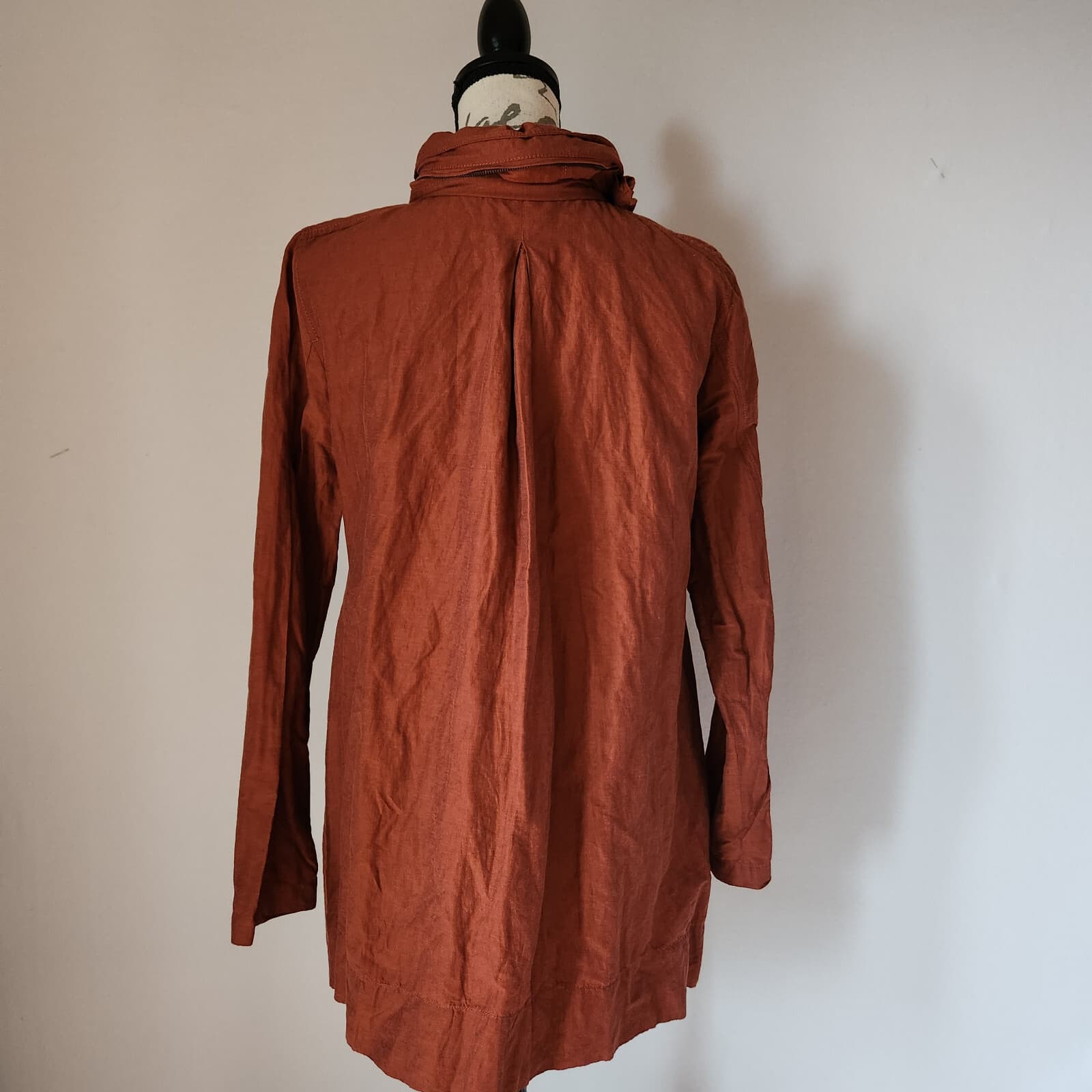 EILEEN FISHER Windbreaker Active Hooded Jacket Zip/Snap Cotton Blend Burgundy S - Thumbnail 6