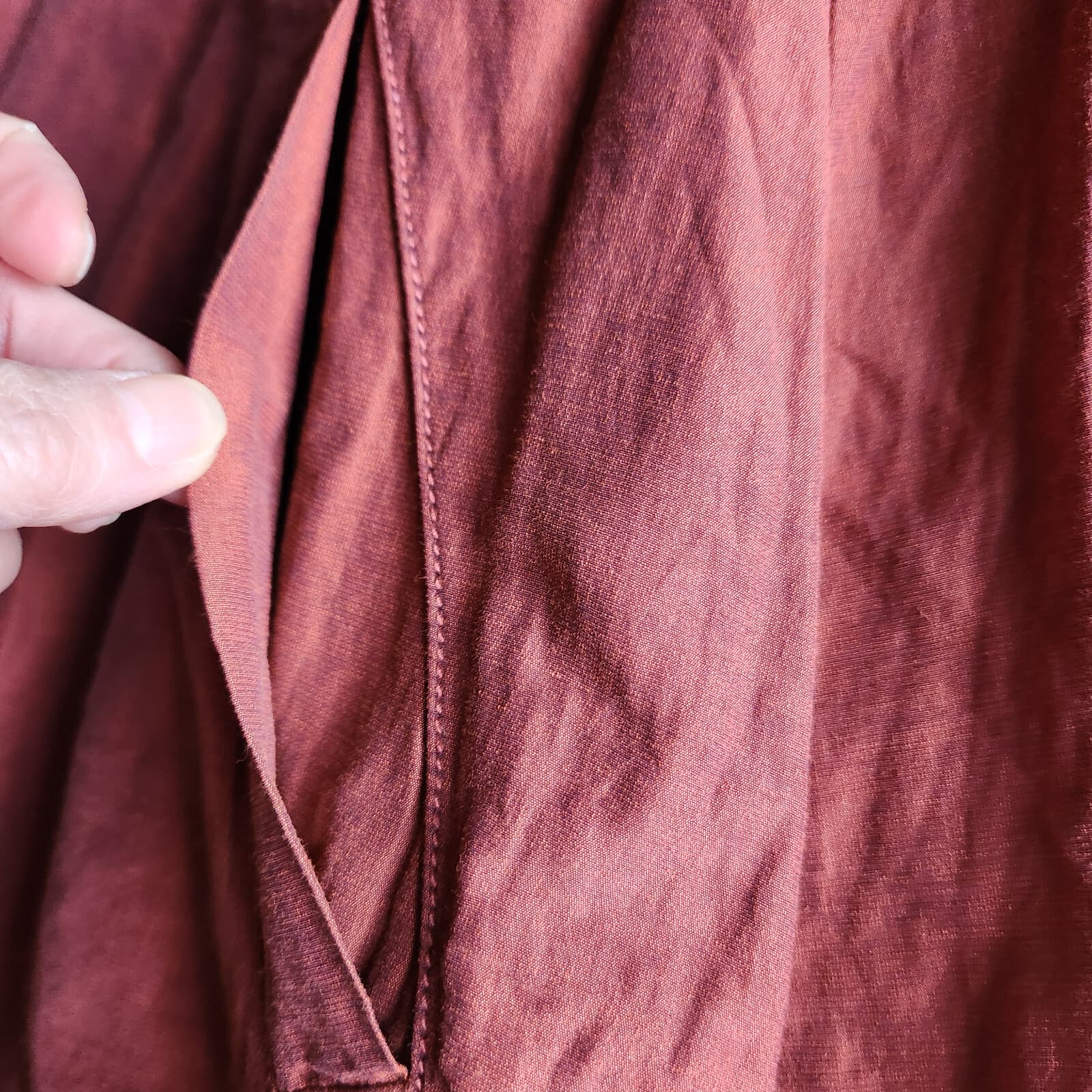 EILEEN FISHER Windbreaker Active Hooded Jacket Zip/Snap Cotton Blend Burgundy S - Thumbnail 7