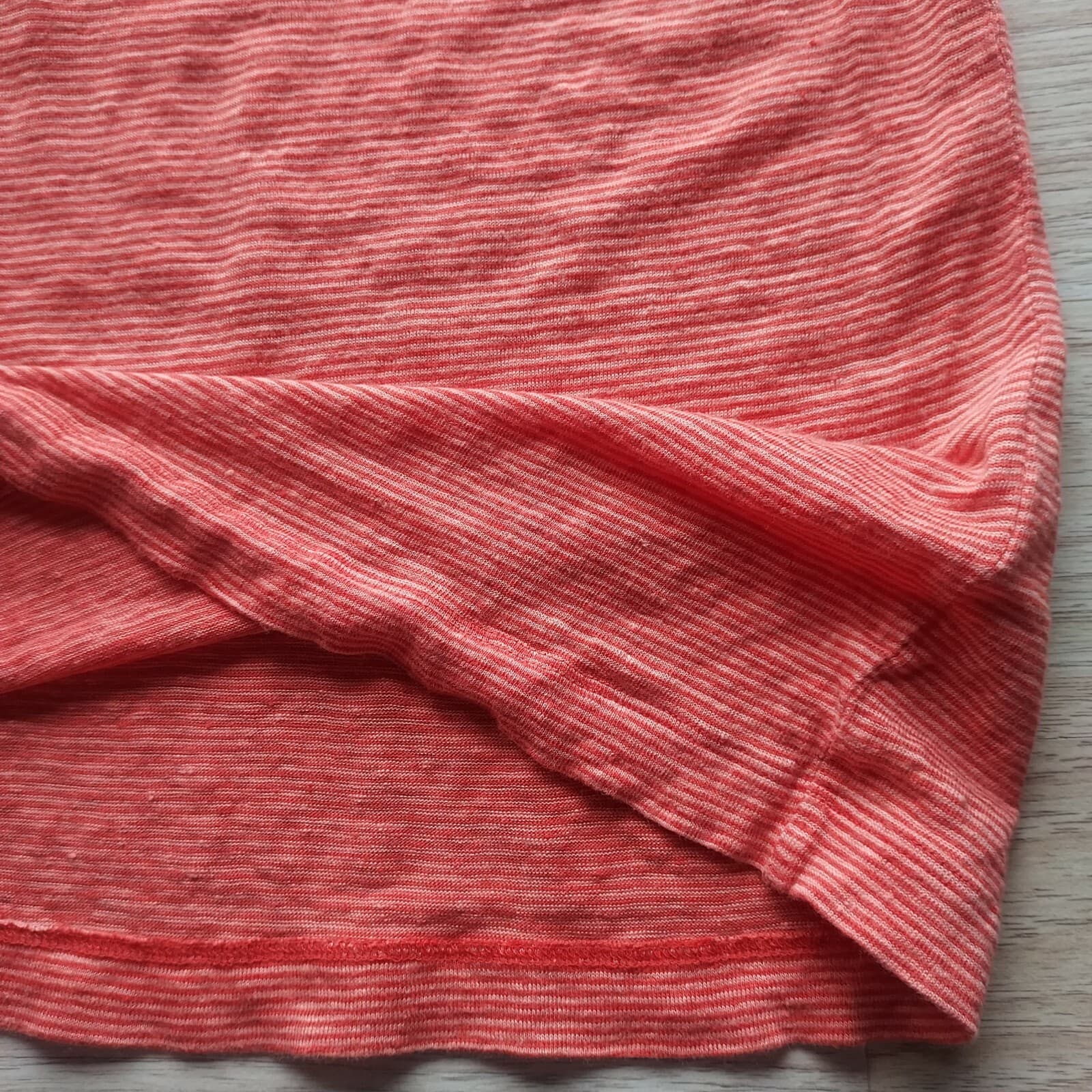 EILEEN FISHER 100% Linen Tunic Shift Dress Sleeveless Pinstripe Orange Women XS - Thumbnail 8