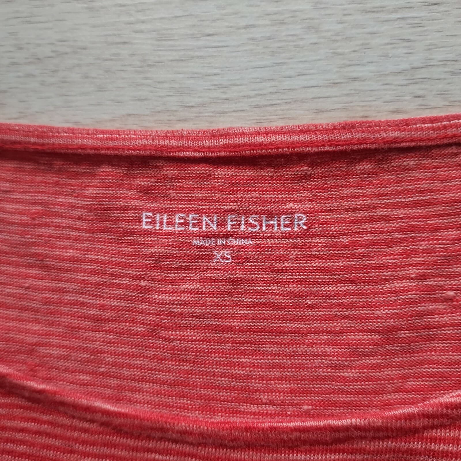 EILEEN FISHER 100% Linen Tunic Shift Dress Sleeveless Pinstripe Orange Women XS - Thumbnail 9