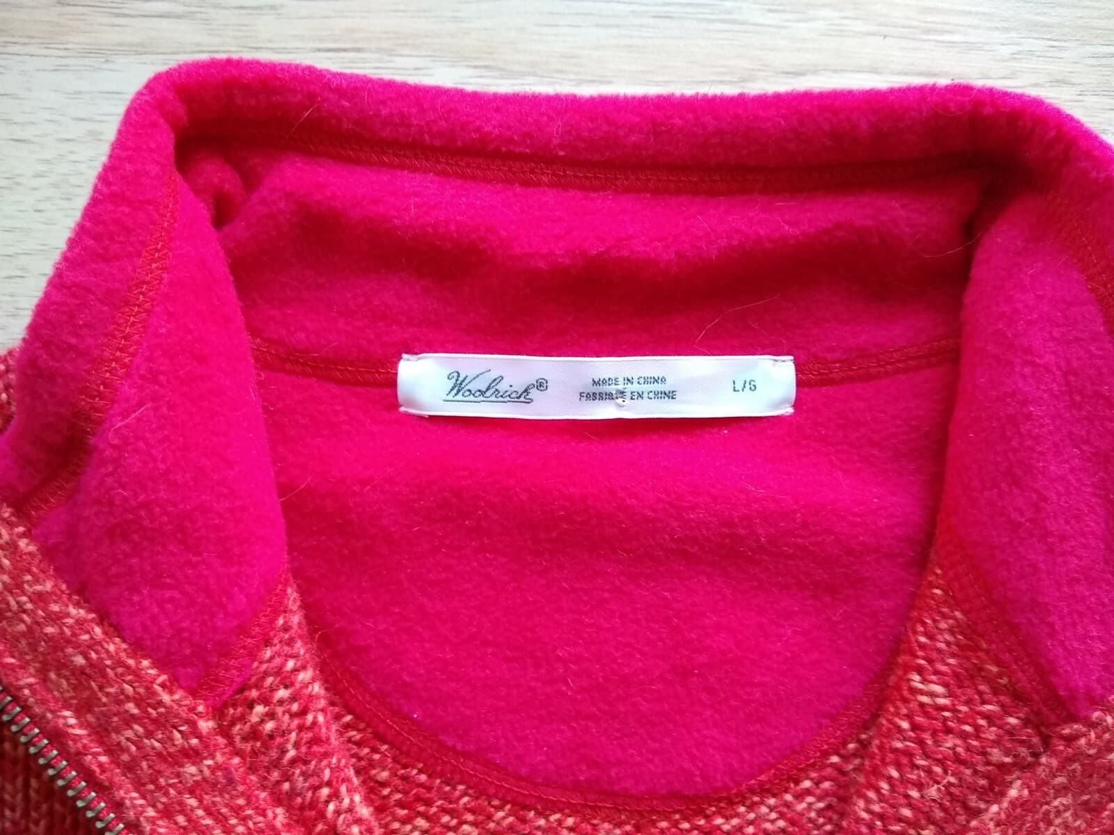 Woolrich Ramie Cotton Wool Blend Sweater 1/4-Zip Mock Neck Fleece-Neck Red Sz.L - Thumbnail 9