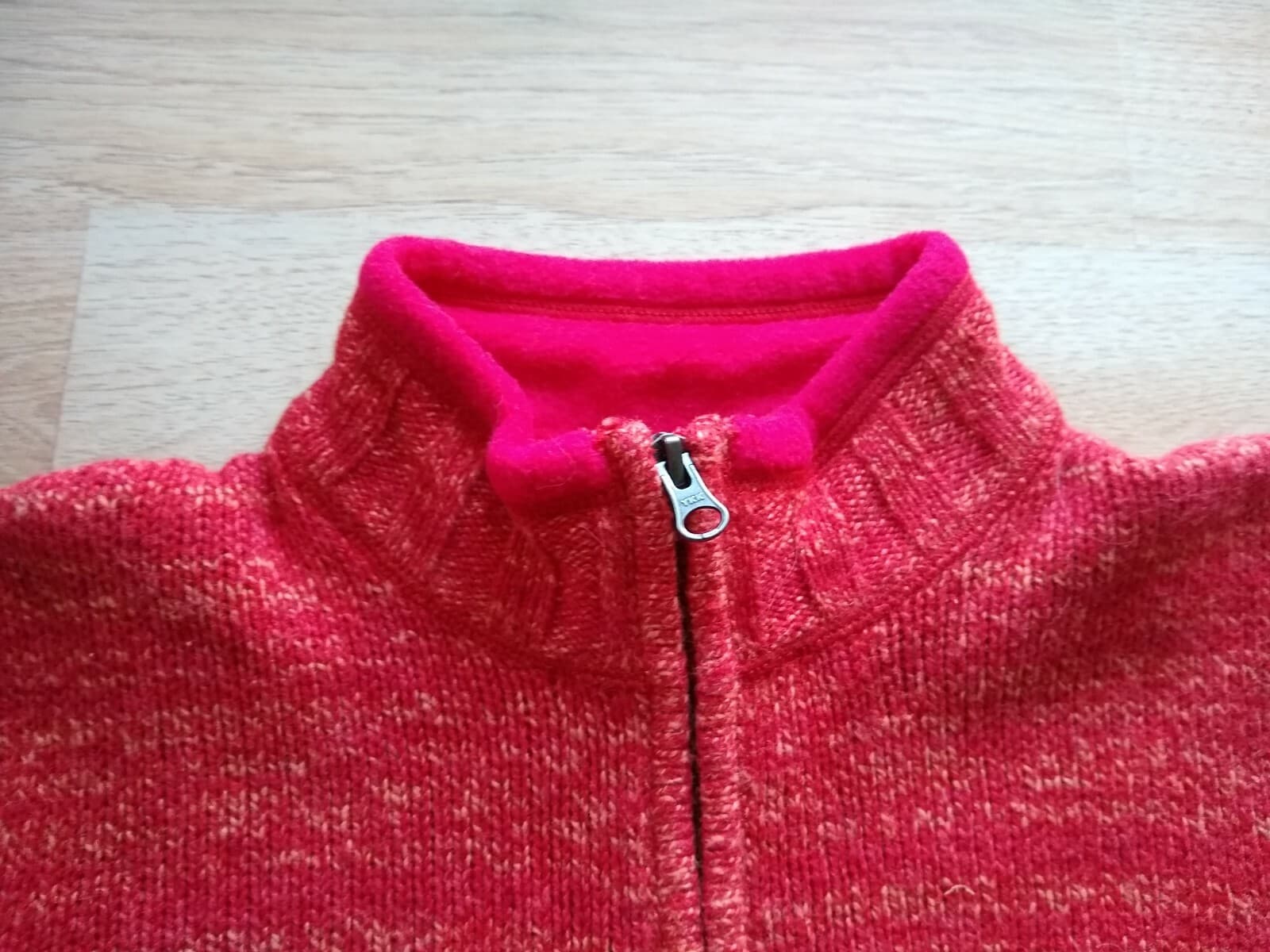 Woolrich Ramie Cotton Wool Blend Sweater 1/4-Zip Mock Neck Fleece-Neck Red Sz.L - Thumbnail 5