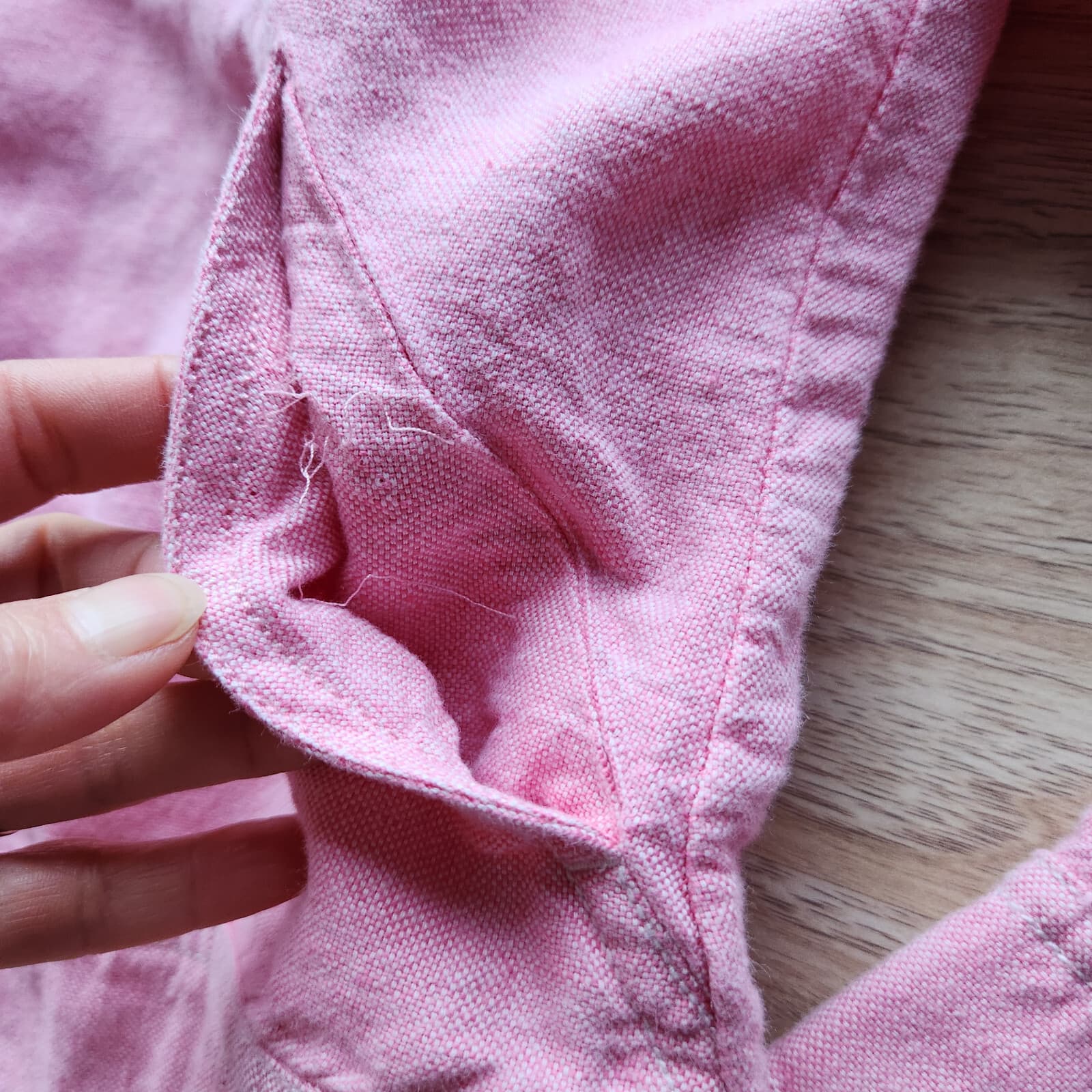 Vintage J.Jill Linen Cotton Blend Jacket Pearl Snap High Neck Pocket Pink Sz.L - Thumbnail 6