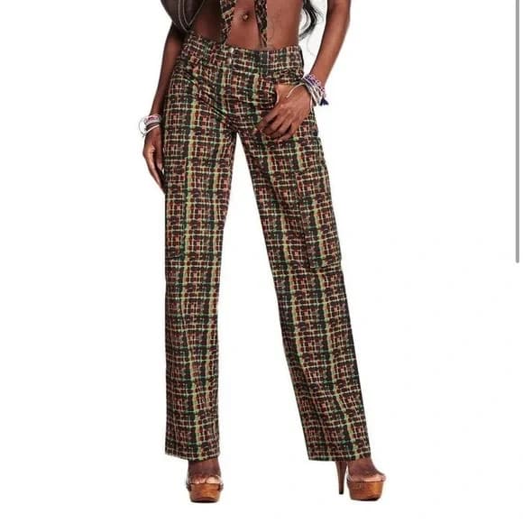 NWoT I.AM.GIA Set of Dante Tie Front Cropped Top Cargo Pants Mulitcolor Size S/M - Thumbnail 5