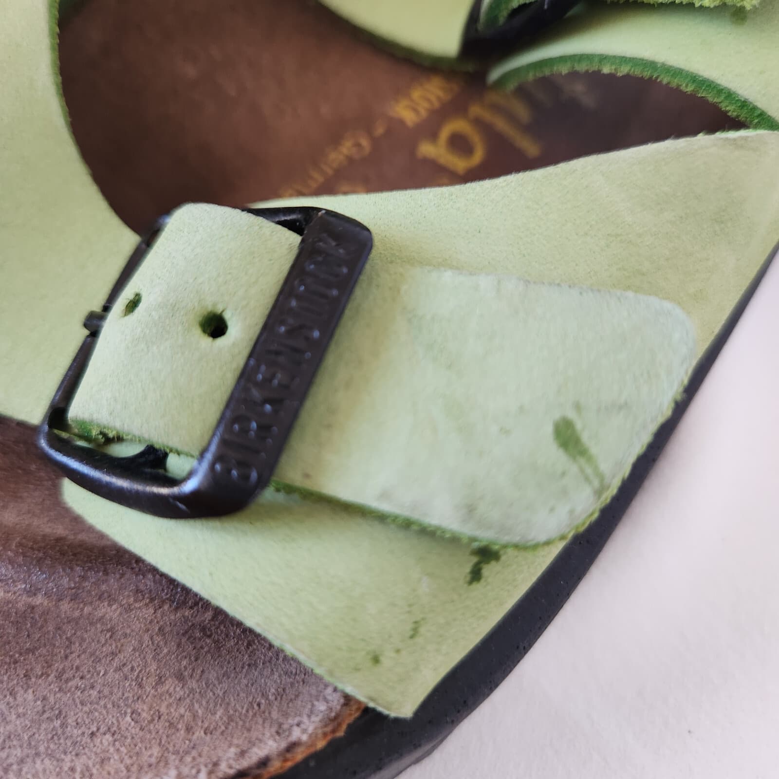 Birkenstock Betula Leather Cork-Footbed Big Buckle Sandals Double Strap Green 38 - Thumbnail 15