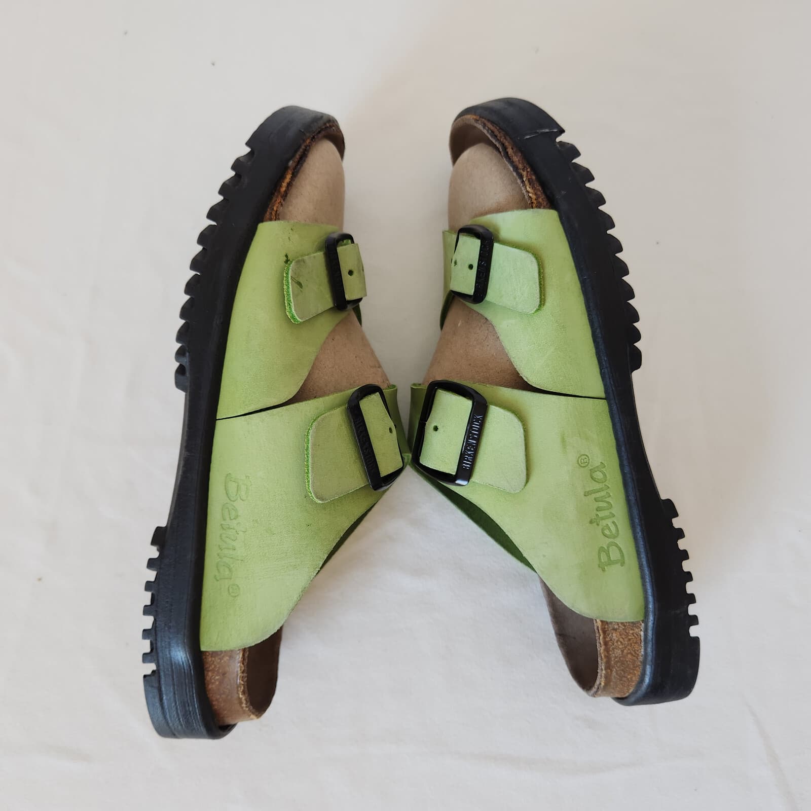 Birkenstock Betula Leather Cork-Footbed Big Buckle Sandals Double Strap Green 38 - Thumbnail 6