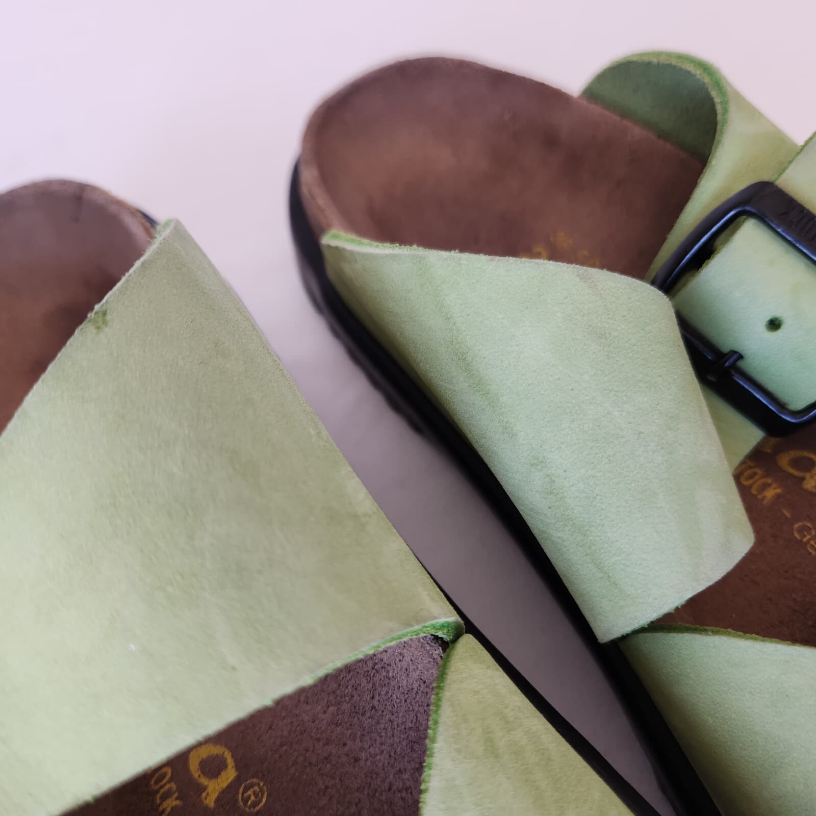 Birkenstock Betula Leather Cork-Footbed Big Buckle Sandals Double Strap Green 38 - Thumbnail 16