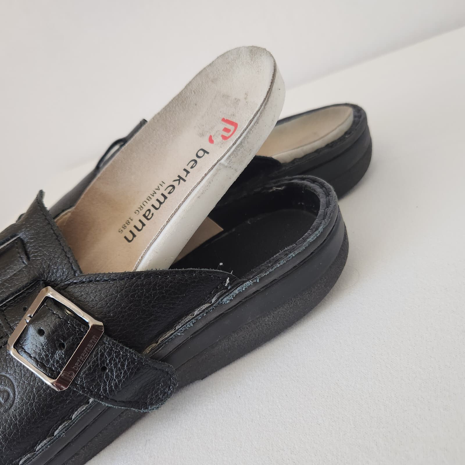 Berkemann Berkoflex Calfskin Leather Clog Mule Adjustable Buckle Black Men US8.5 - Thumbnail 15