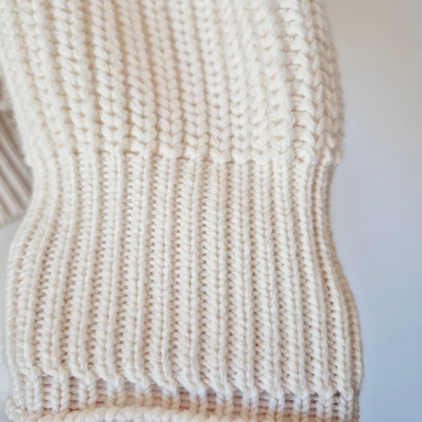 FRAME Cotton Cashmere Chunky Knit Sweater 3/4 Sleeve Off White Women's XXS - Thumbnail 7