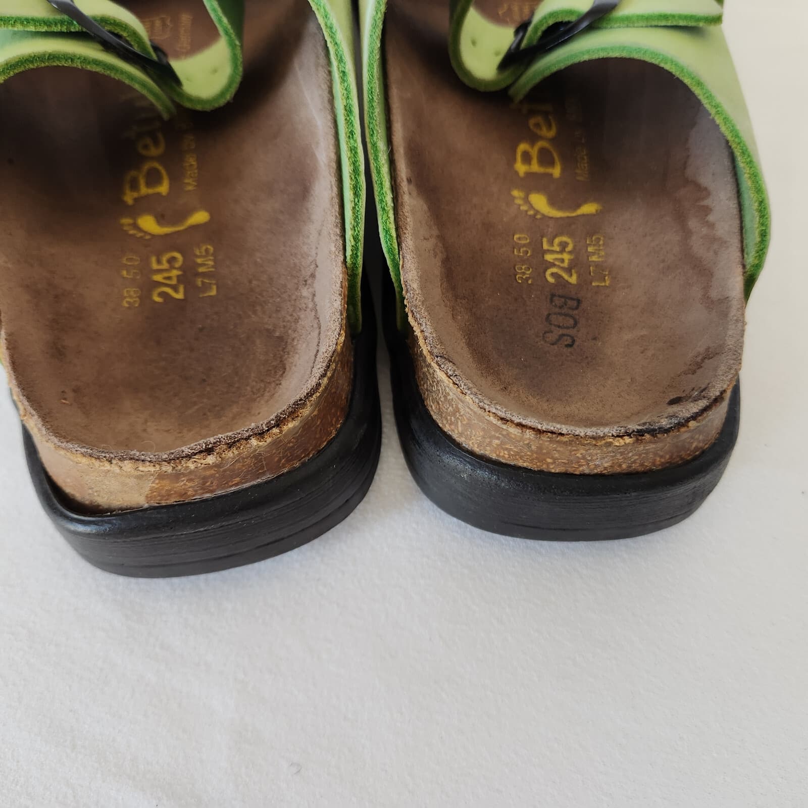 Birkenstock Betula Leather Cork-Footbed Big Buckle Sandals Double Strap Green 38 - Thumbnail 14