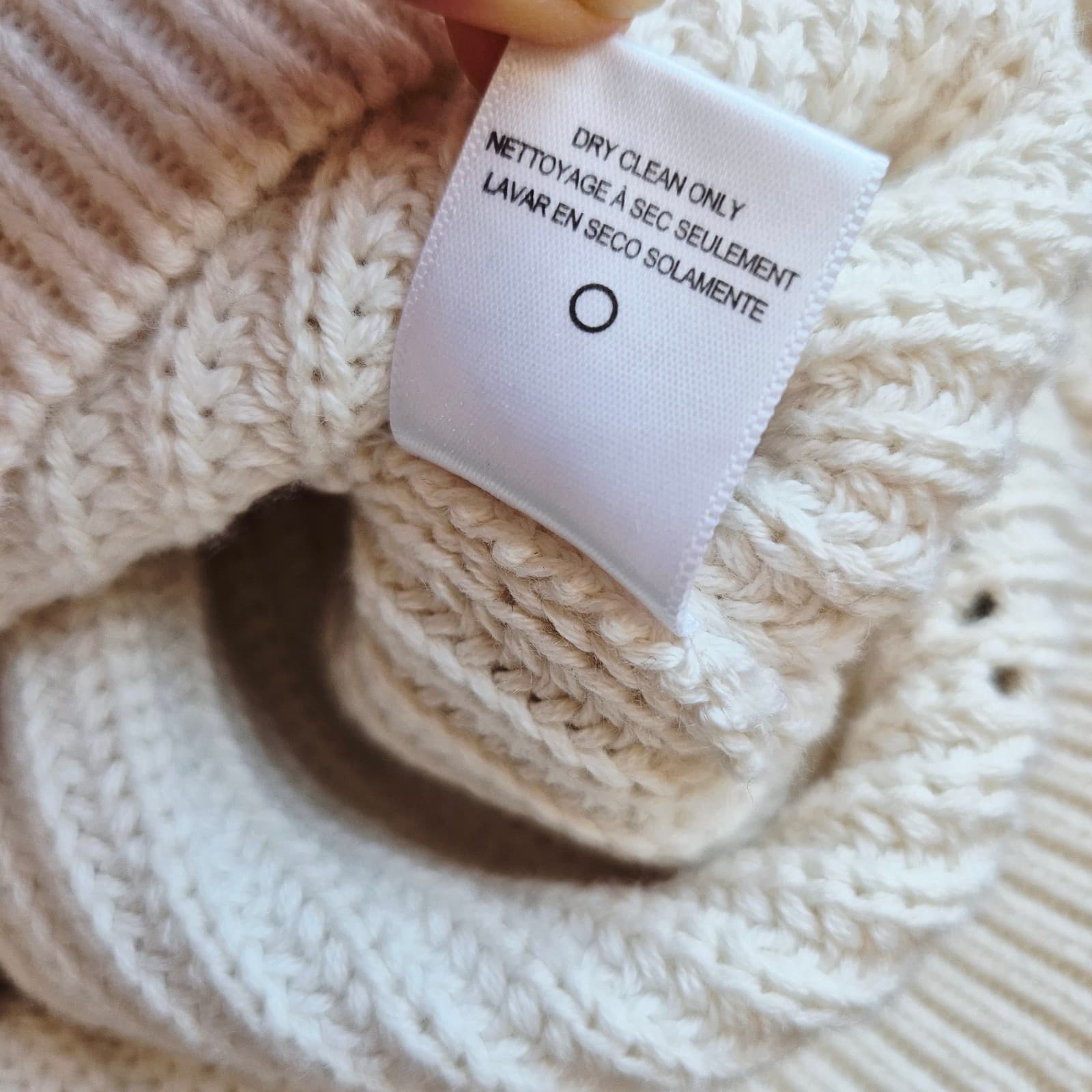 FRAME Cotton Cashmere Chunky Knit Sweater 3/4 Sleeve Off White Women's XXS - Thumbnail 12