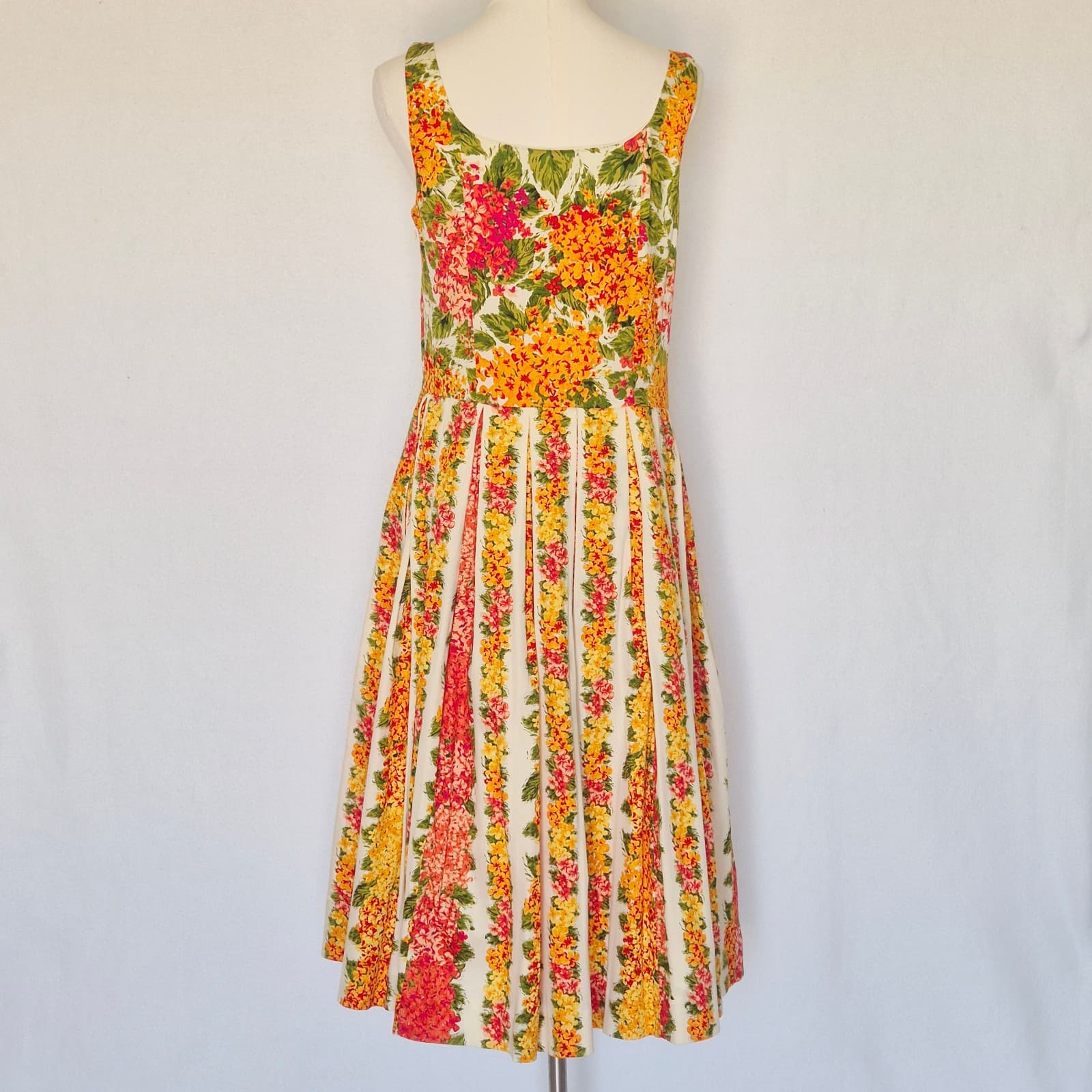 ISAAC MIARAHI Target 50's Retro Floral Fit-Flare Pleated Midi Dress Pocket Sz.10 - Thumbnail 8